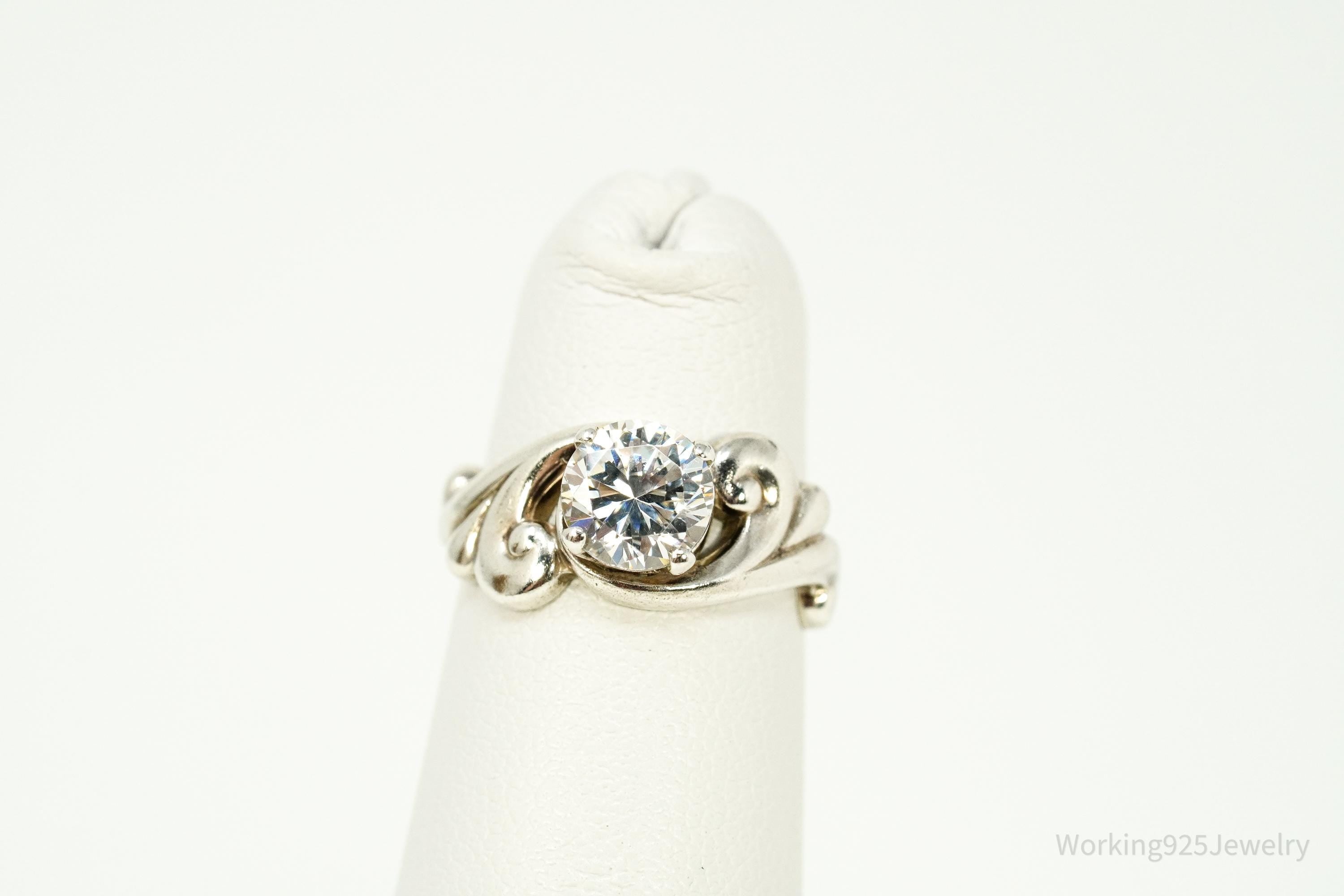 Vintage KABANA Diamonique Cubic Zirconia Sterling Silver Ring - Size 2.75