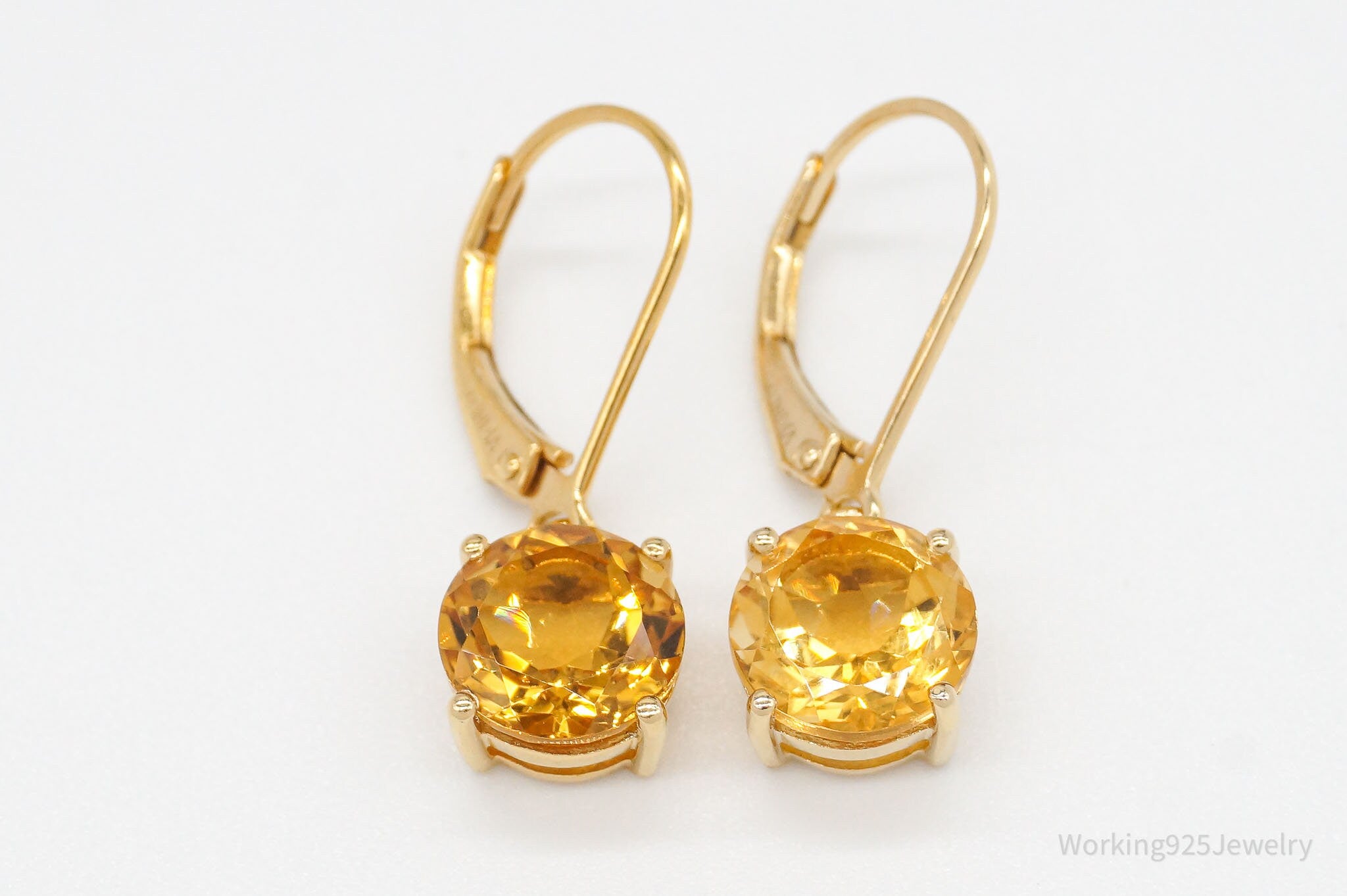 Vintage Citrine Yellow Gold Vermeil Over Sterling Silver Earrings