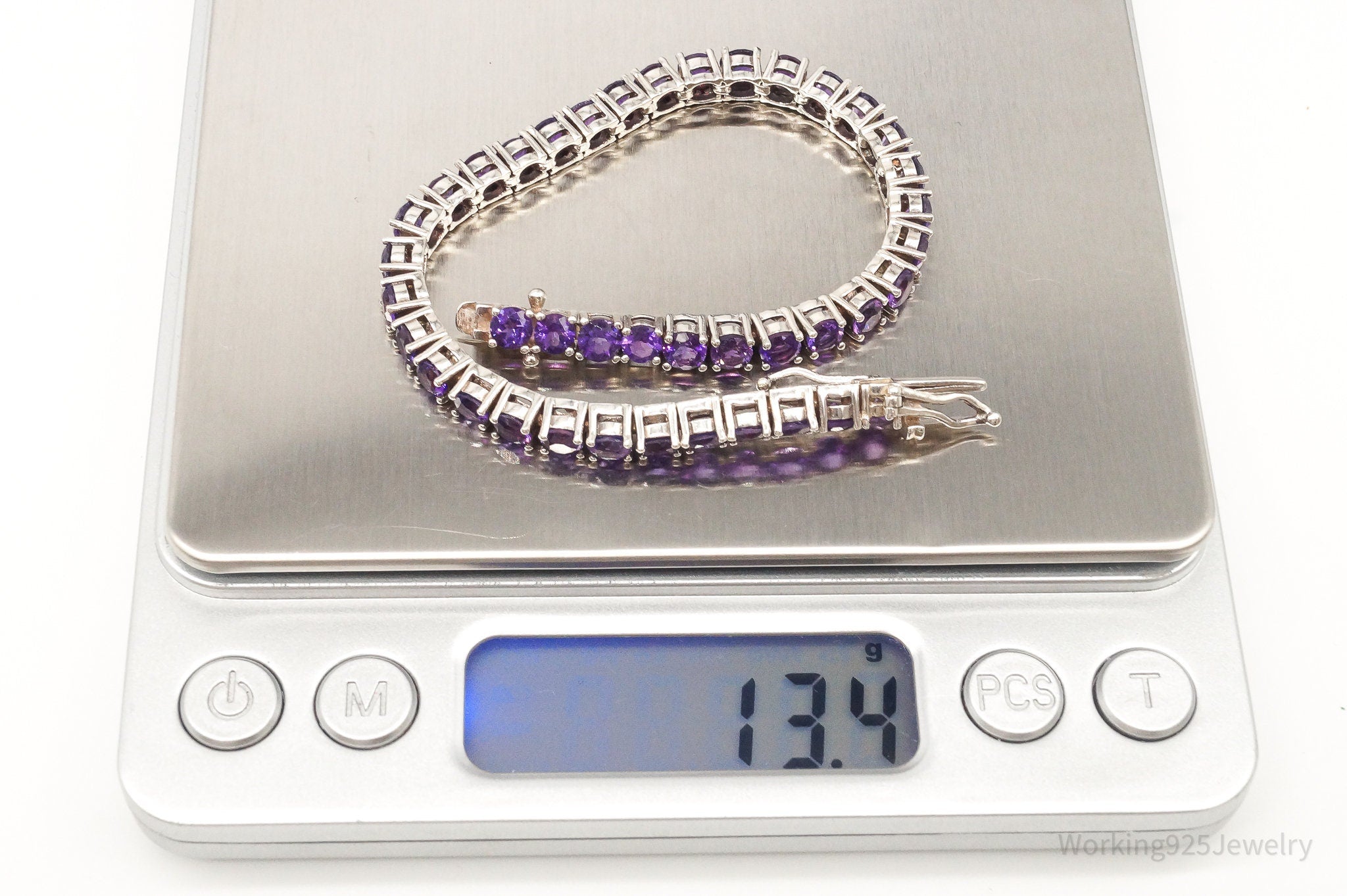 Vintage Purple Cubic Zirconia Sterling Silver Bracelet