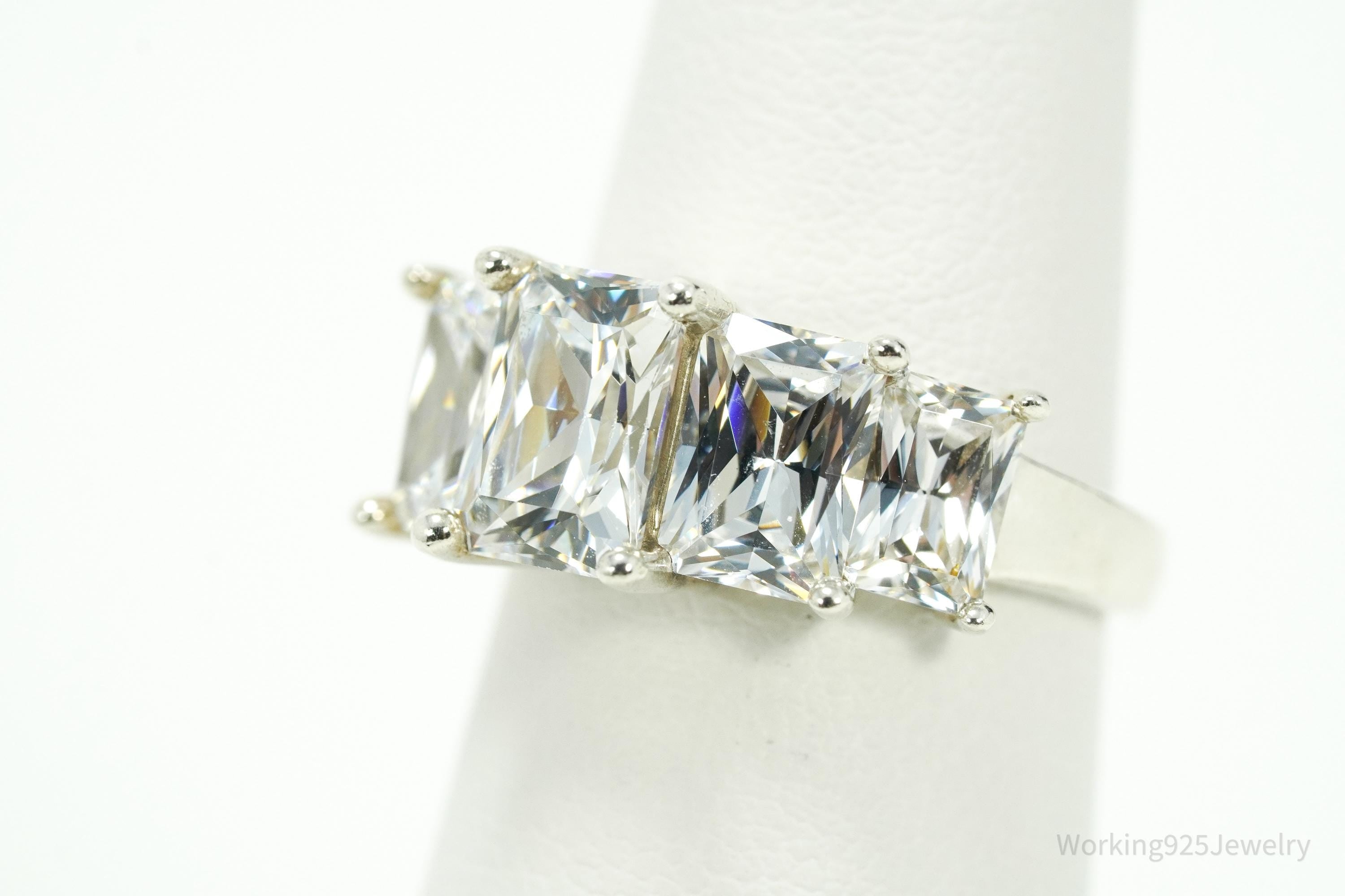 Vintage Diamonique Cubic Zirconia Sterling Silver Ring - Size 5.25