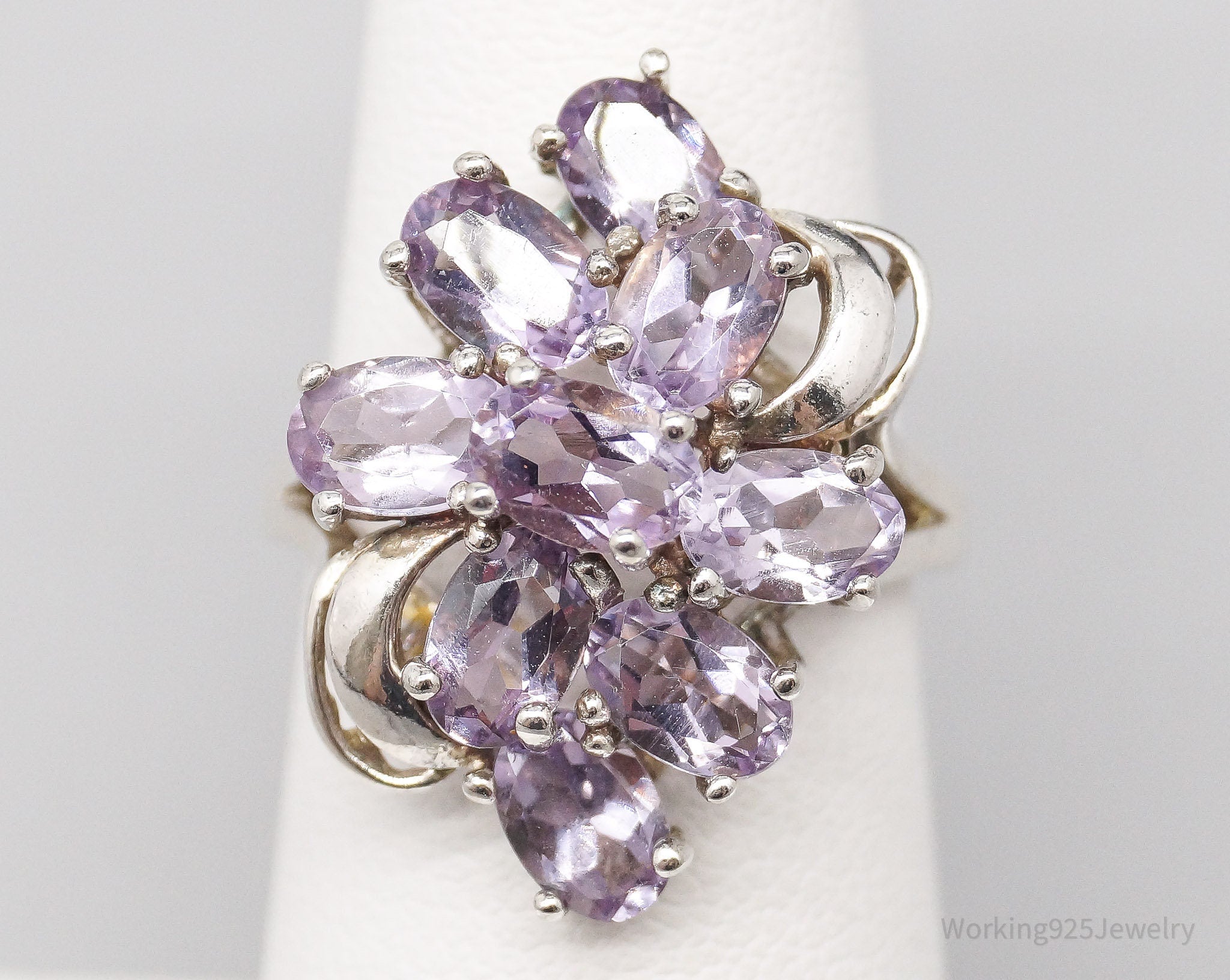 Vintage Amethyst Sterling Silver Ring - Size 5.75