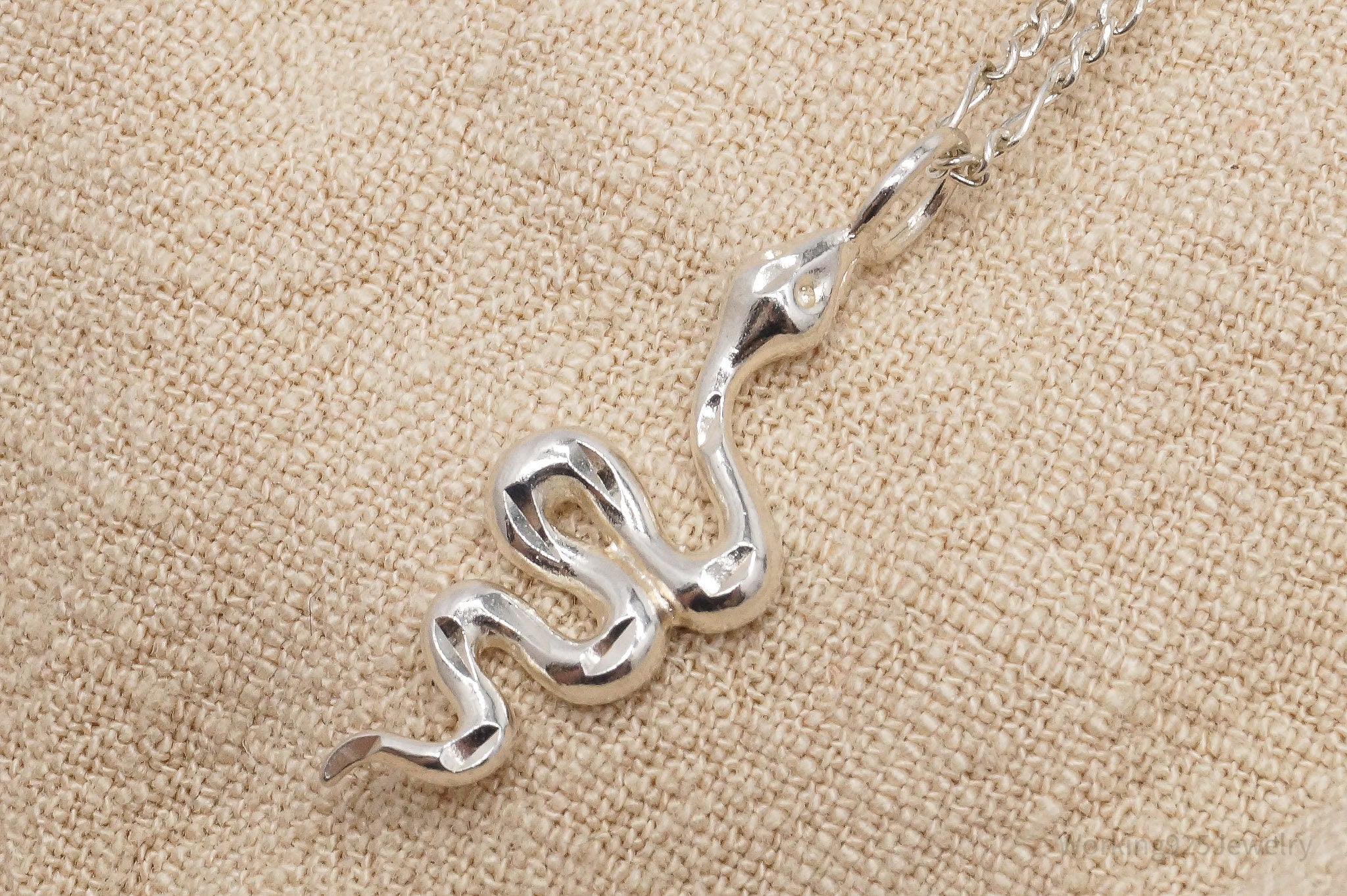 Vintage Snake Sterling Silver Chain Necklace 18"