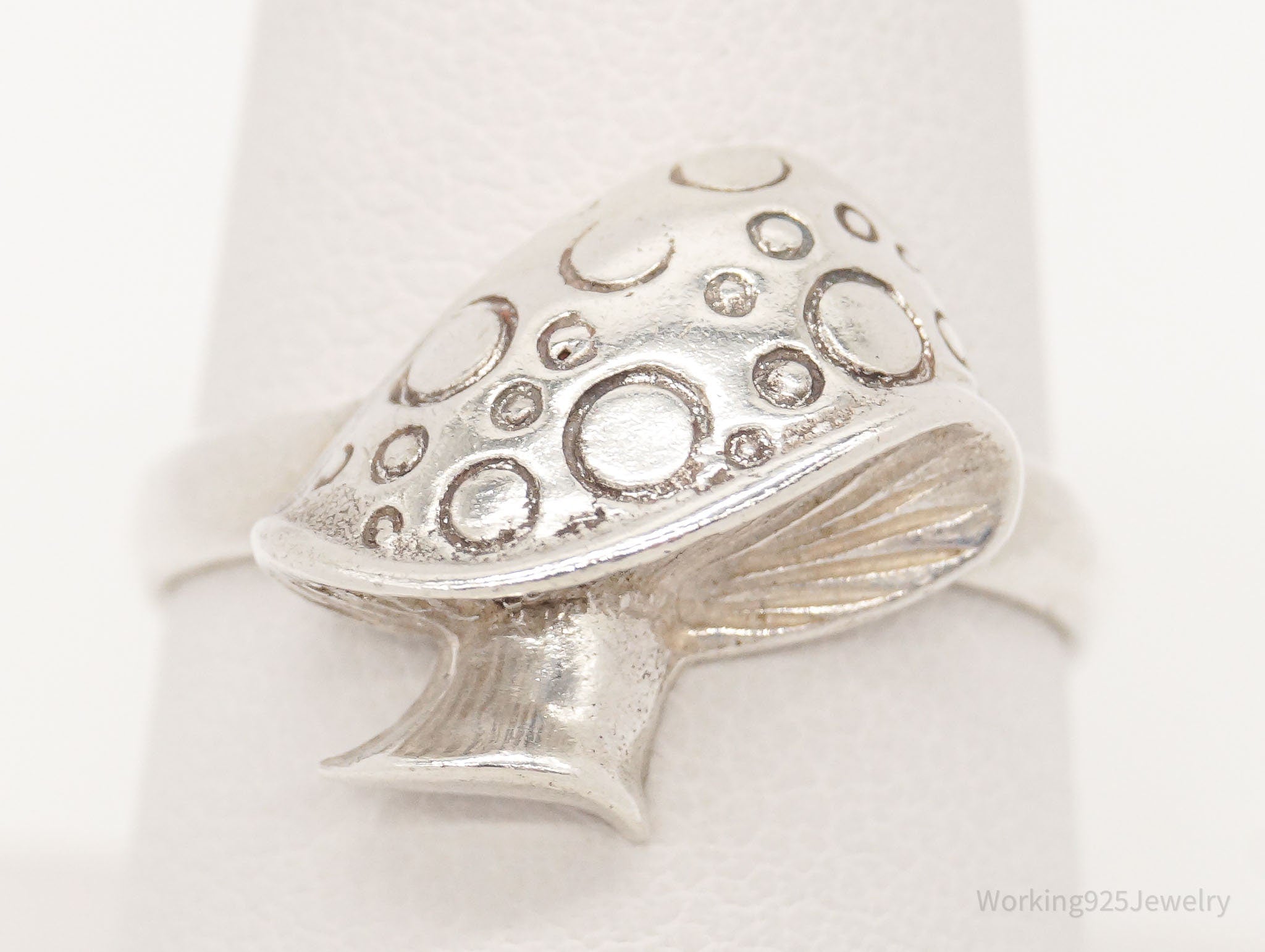 Vintage Mushroom Sterling Silver Ring - Size 8.5