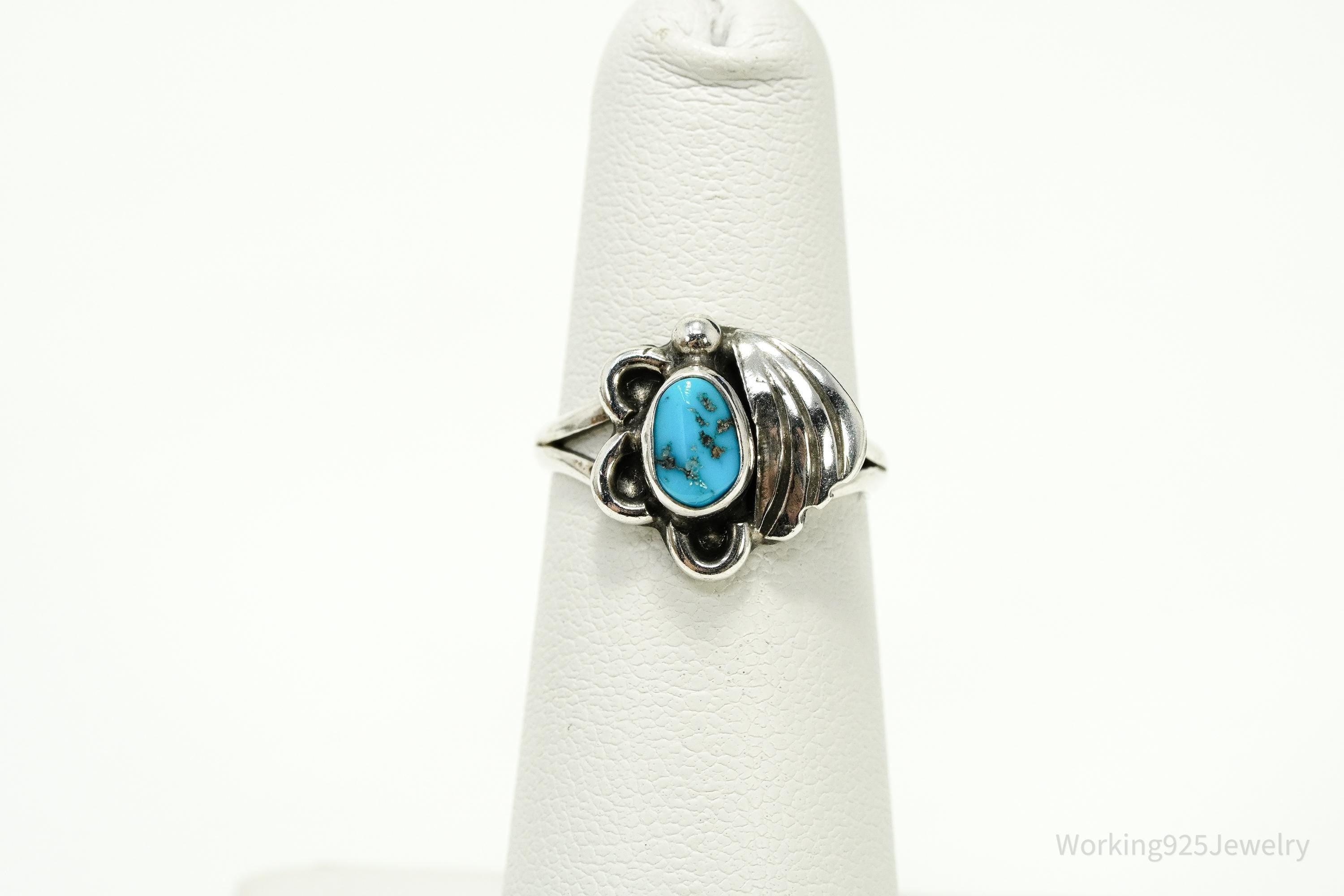 Vintage Native American Turquoise Sterling Silver Ring - Size 4.75