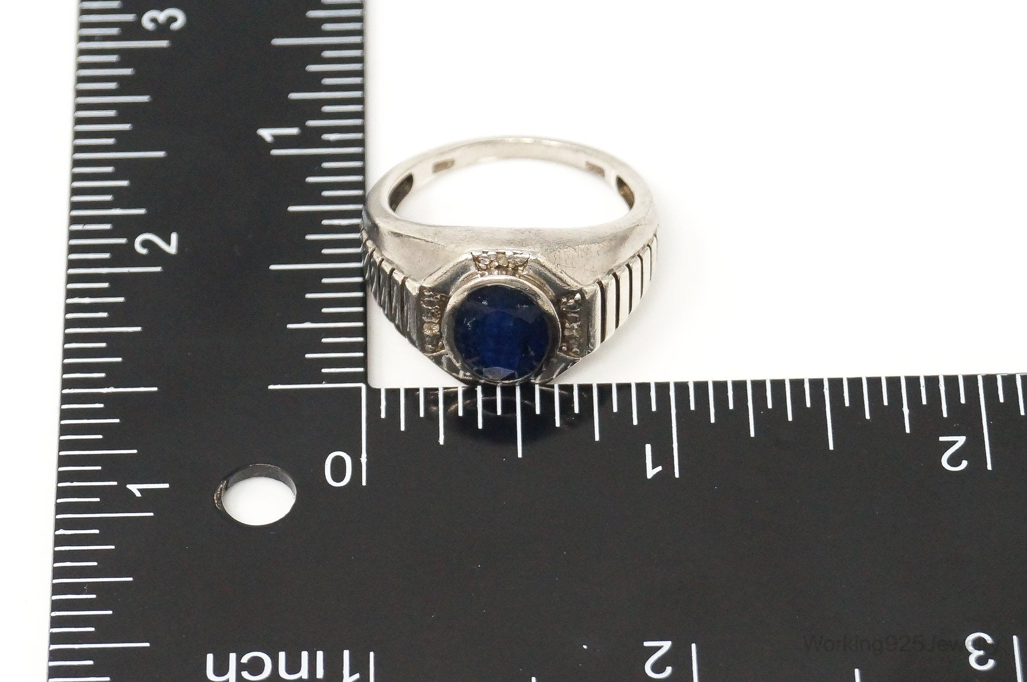 Vintage Sapphire Cubic Zirconia Sterling Silver Ring Size 11