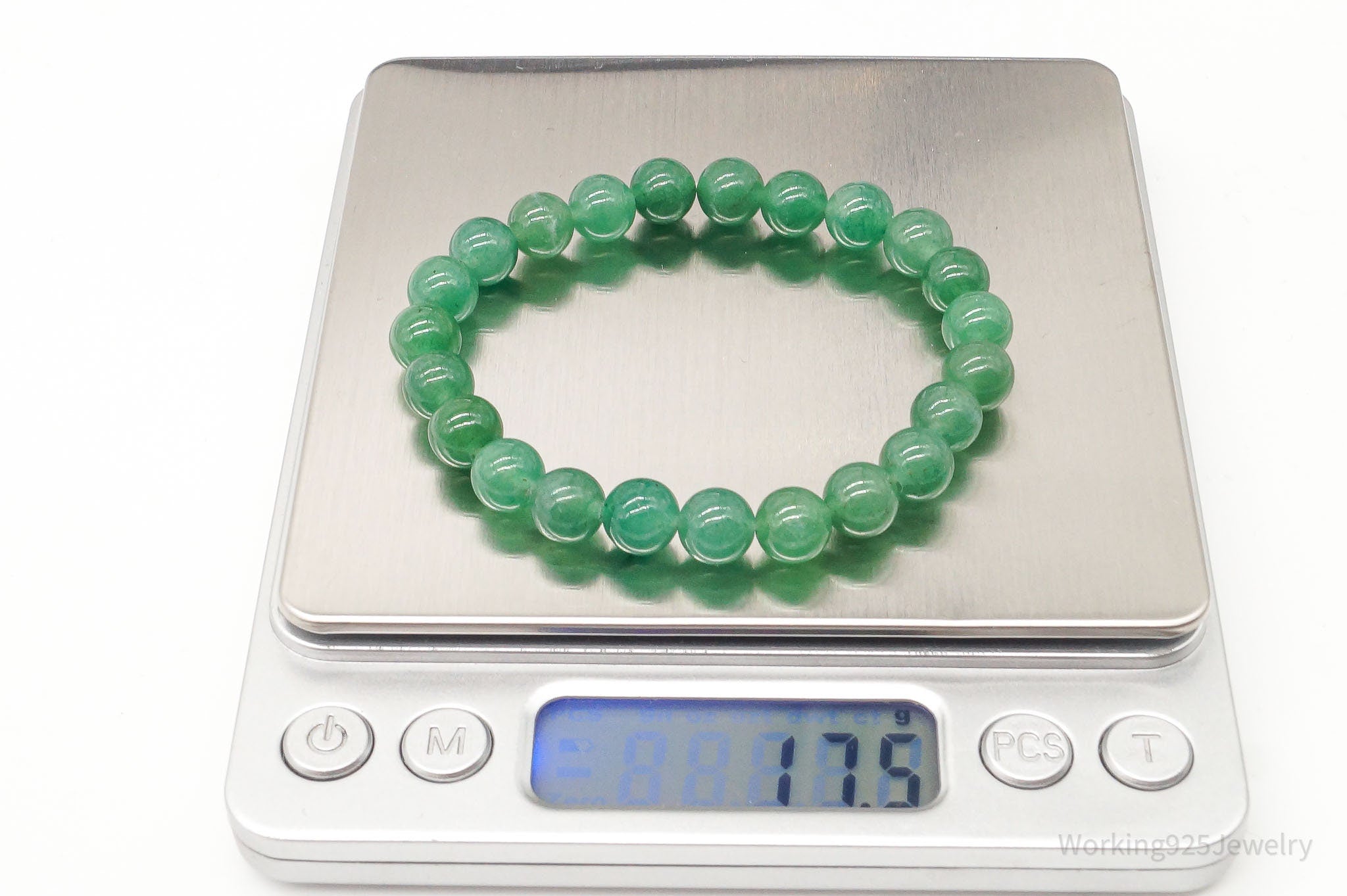 Vintage Green Jade Beads Stretch Bracelet