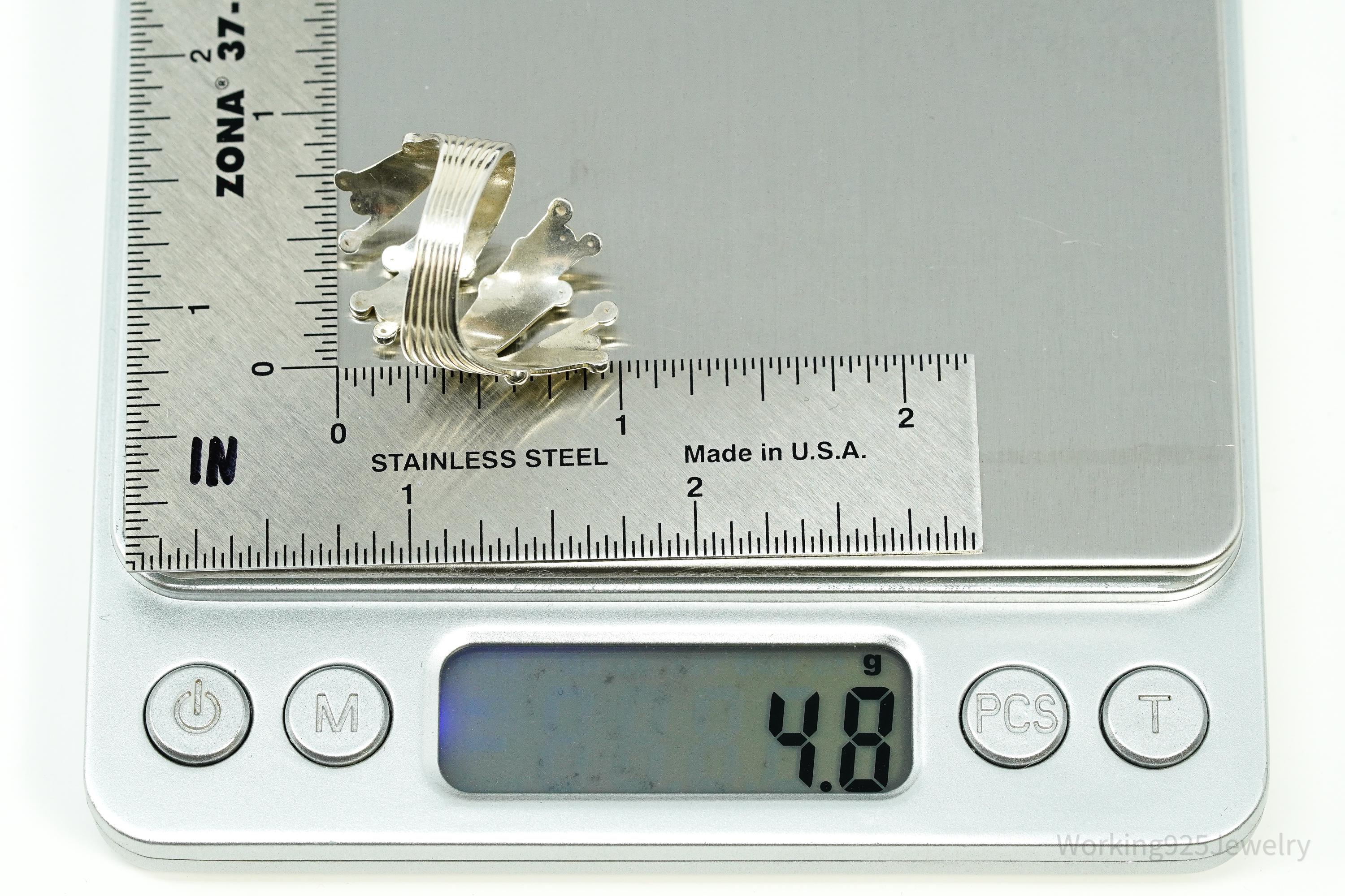 Vintage BEAU Modernist Style Sterling Silver Wrap Ring - Size 9 Adjustable