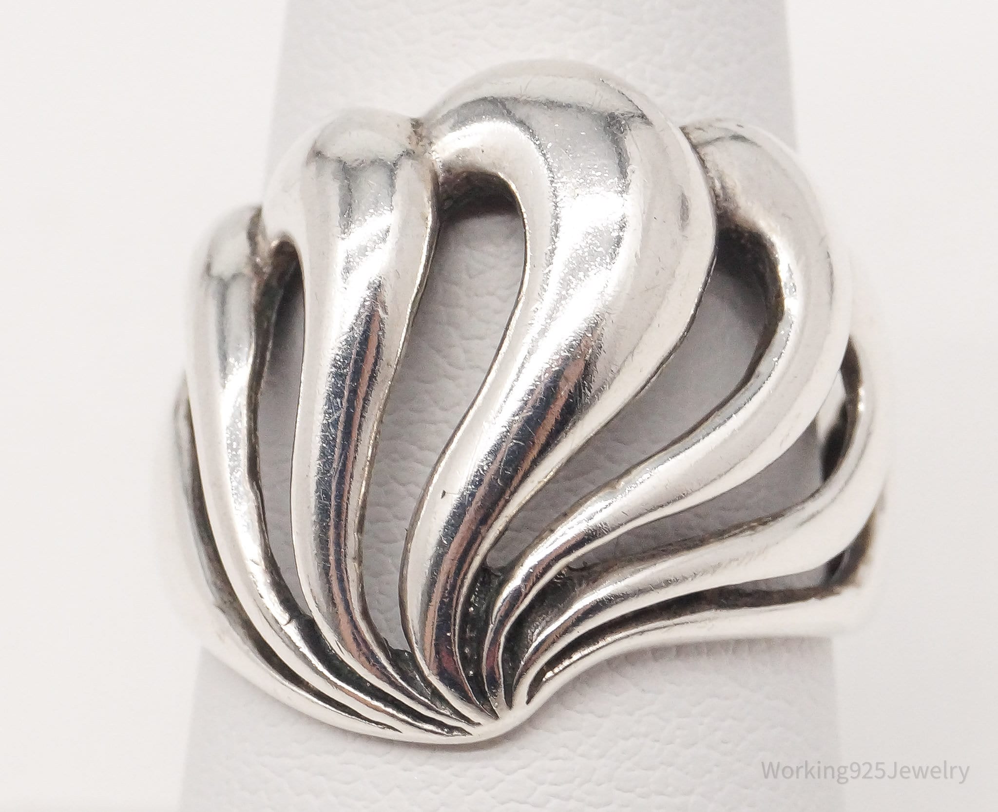 Vintage Designer KABANA Waves Sterling Silver Ring - Size 7.75