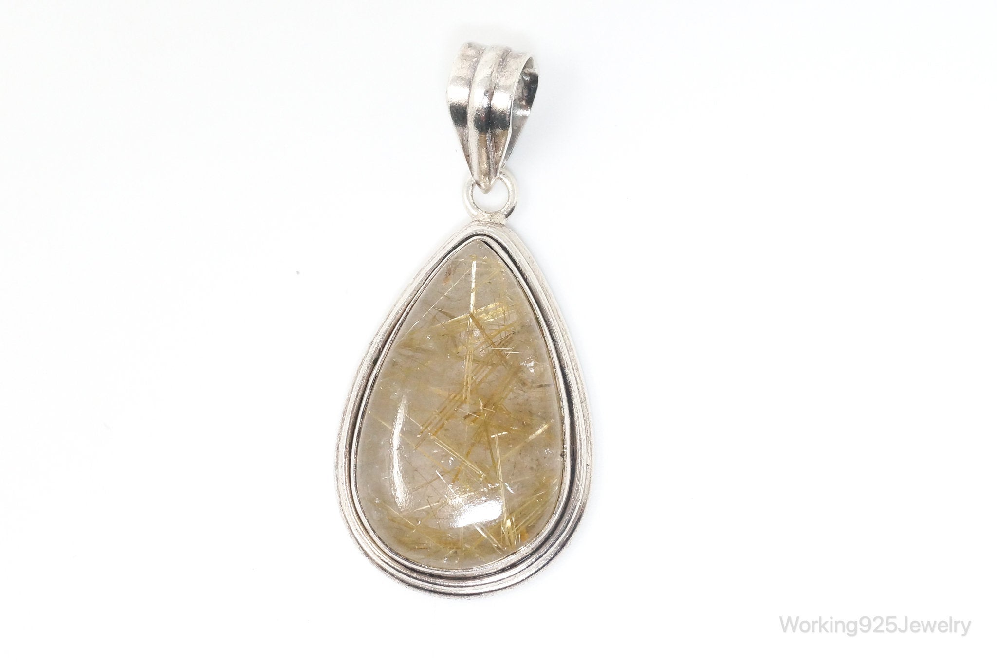 Vintage Rutilated Quartz Sterling Silver Southwestern Necklace Pendant