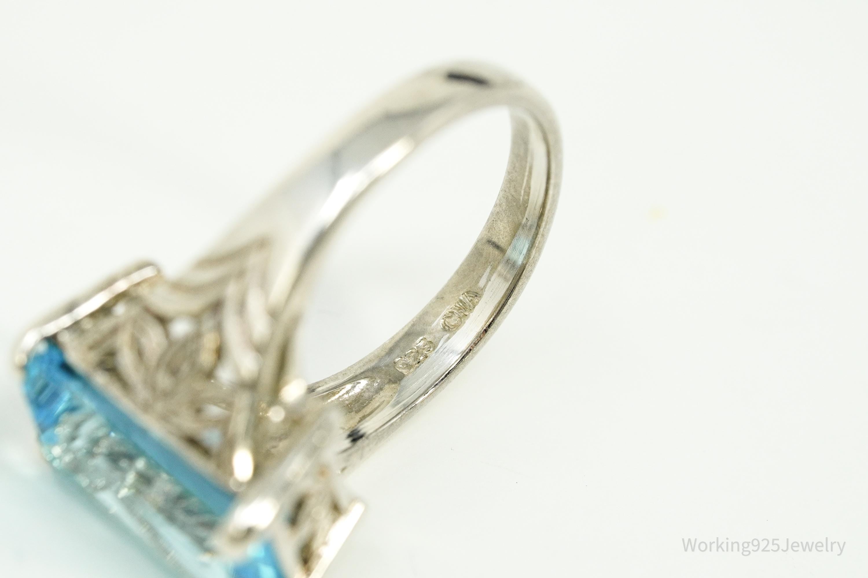 Vintage Blue Topaz Sterling Silver Ring - Size 6
