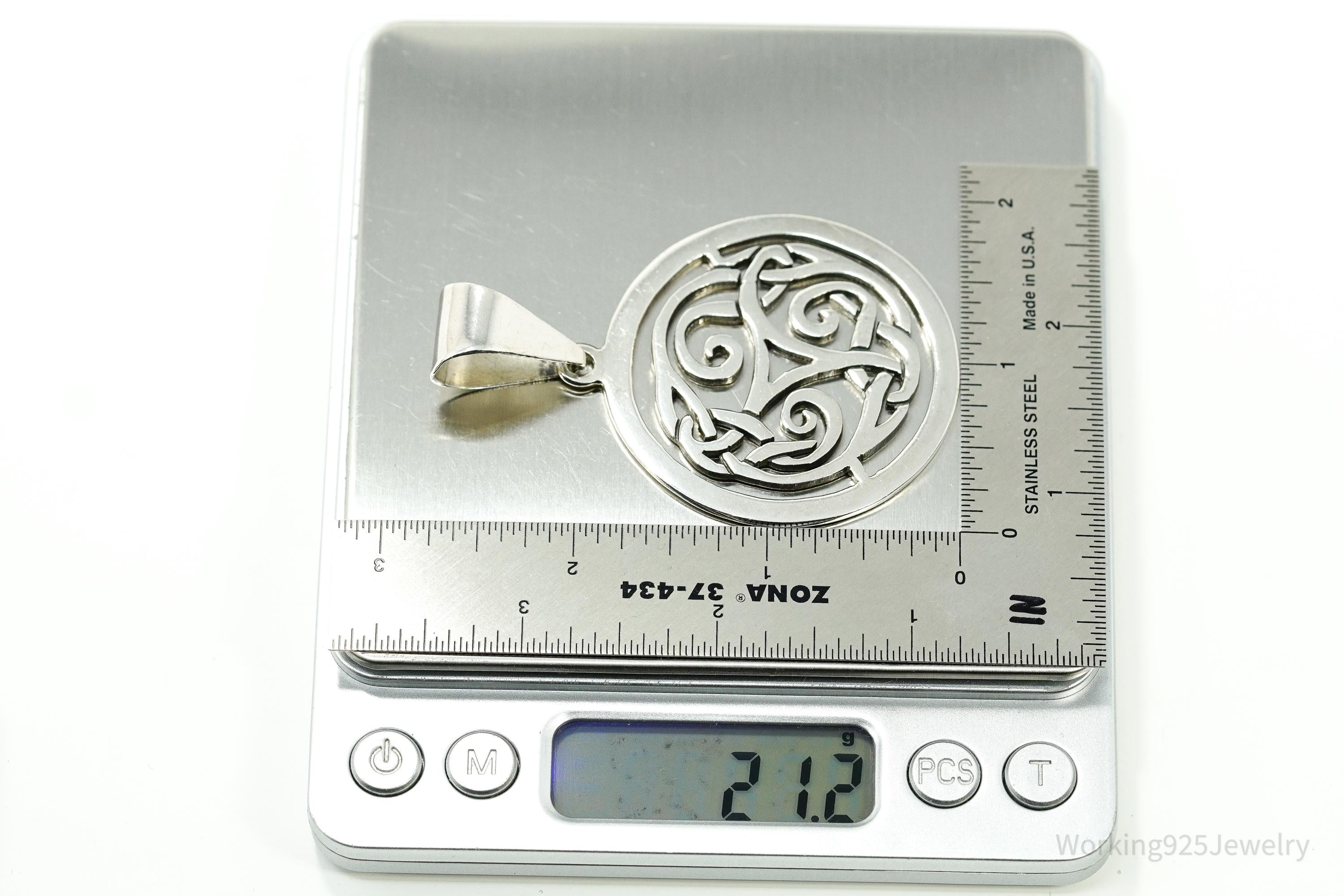 Vintage Retired Silpada Large Celtic Triskele Knot Sterling Silver Pendant