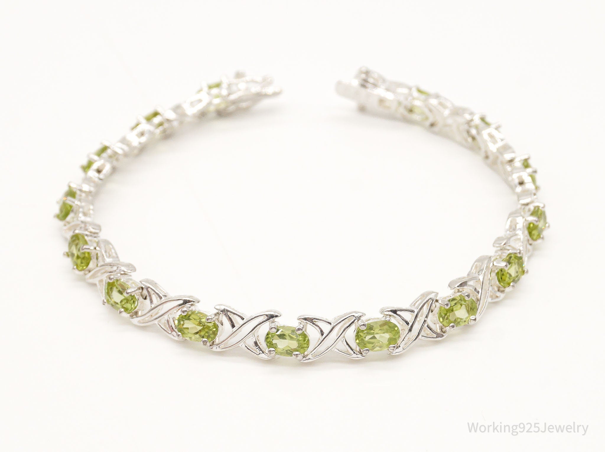 Vintage Peridot XOXO Sterling Silver Bracelet