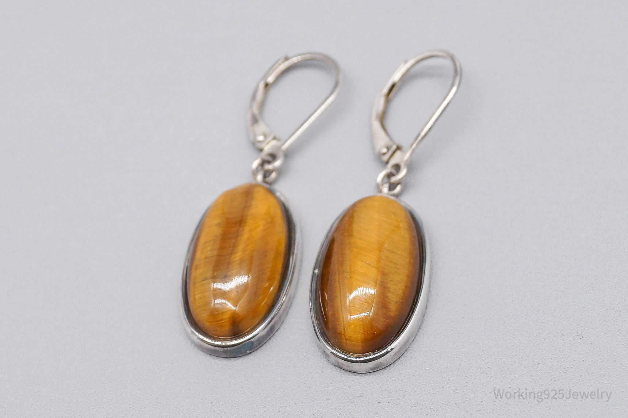 Vintage Tigers Eye Sterling Silver Earrings