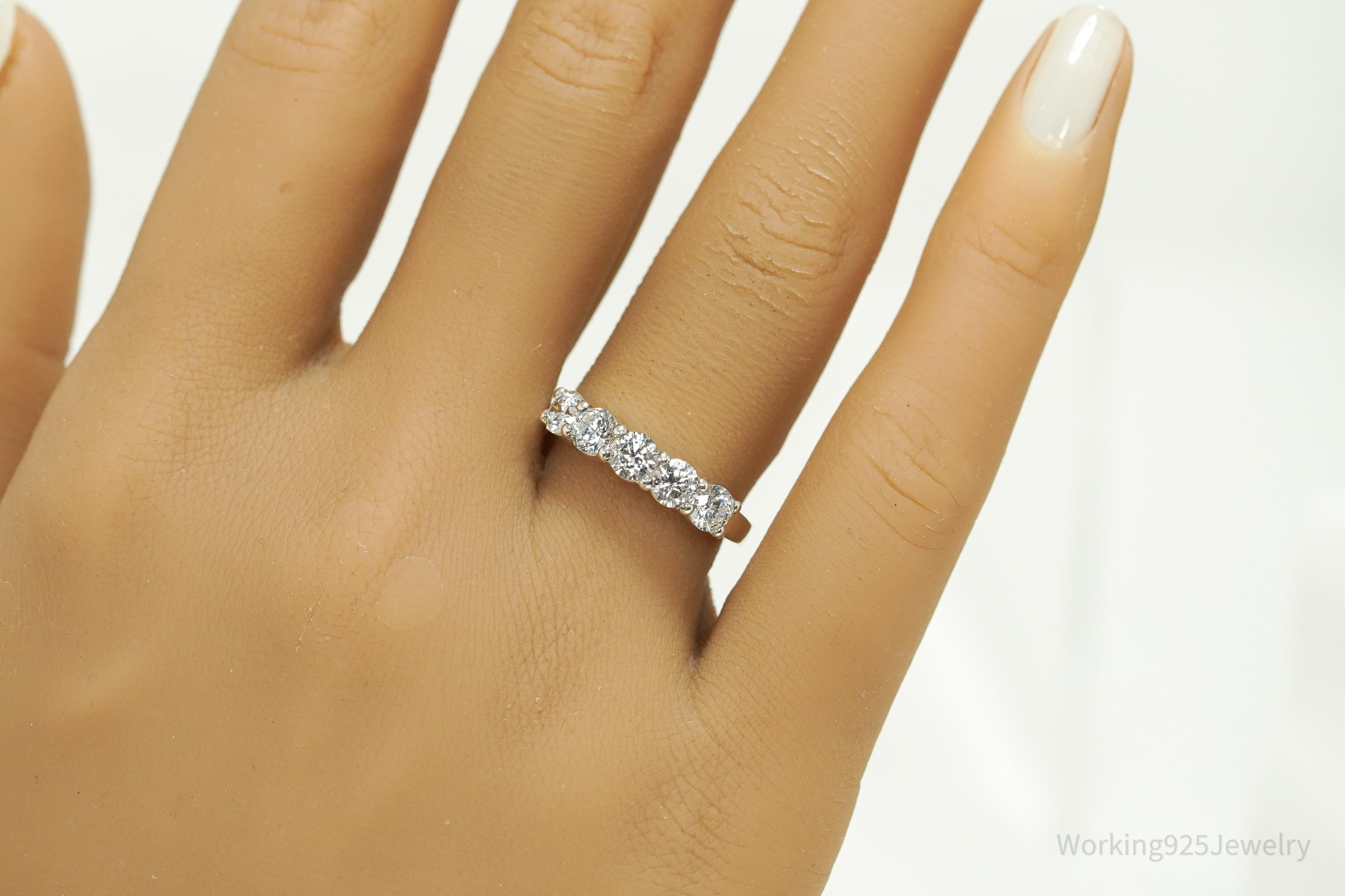 Vintage Diamonique Cubic Zirconia Sterling Silver Ring - Size 7