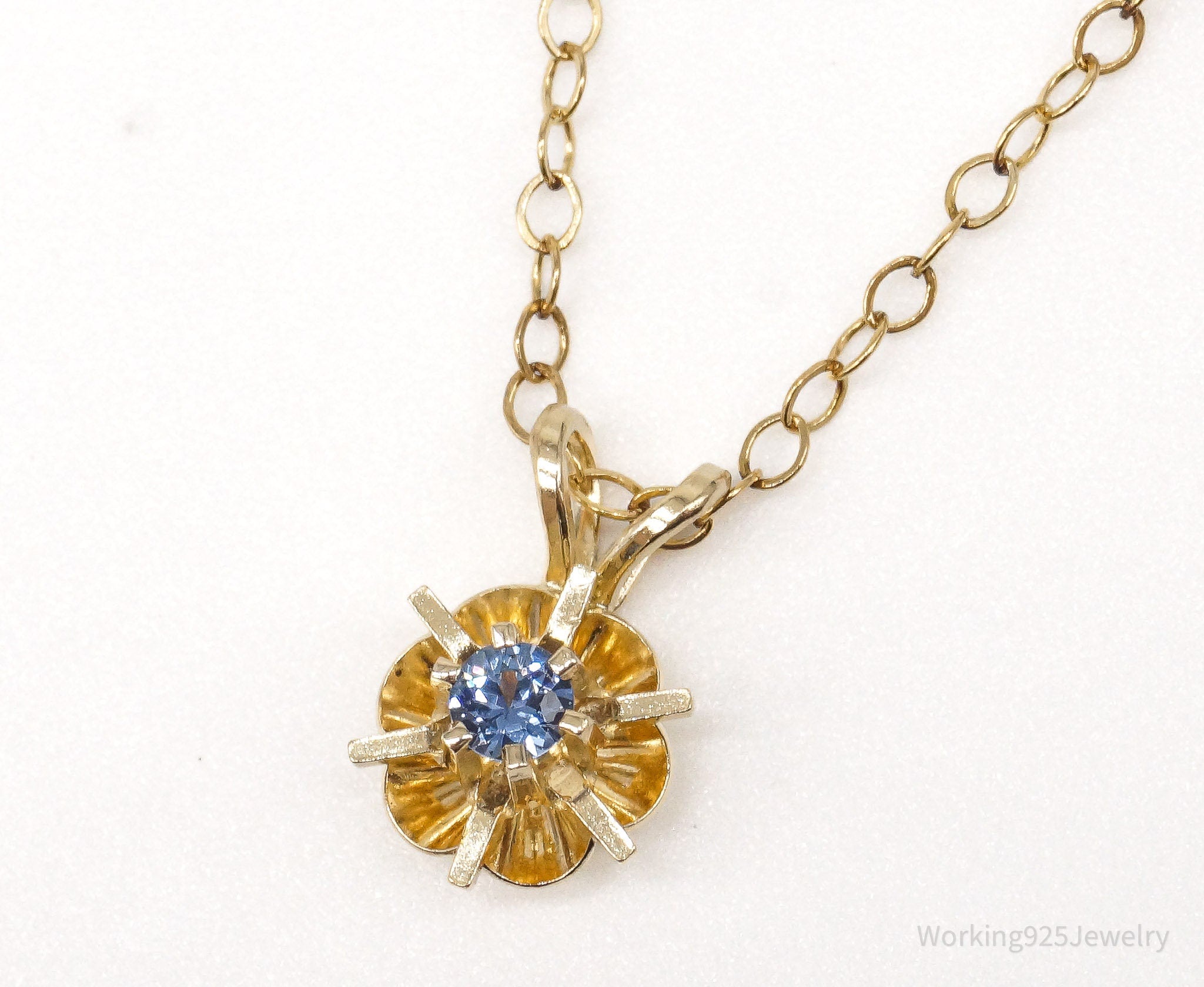 Vintage Topaz 14K Gold Filled Chain Link Necklace