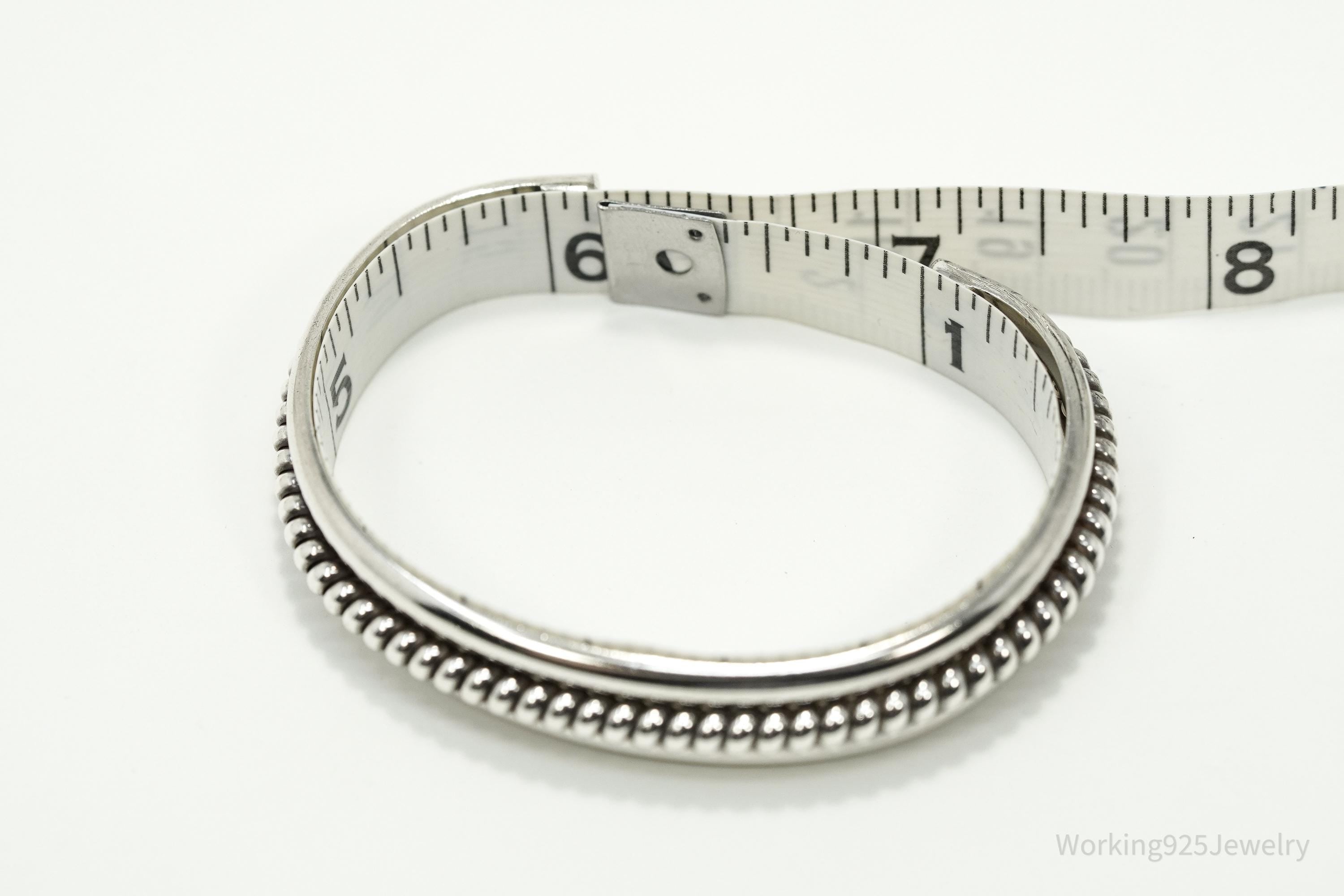 Vintage Native American Tahe Sterling Silver Rope Cable Cuff Bracelet - 6 1/8"