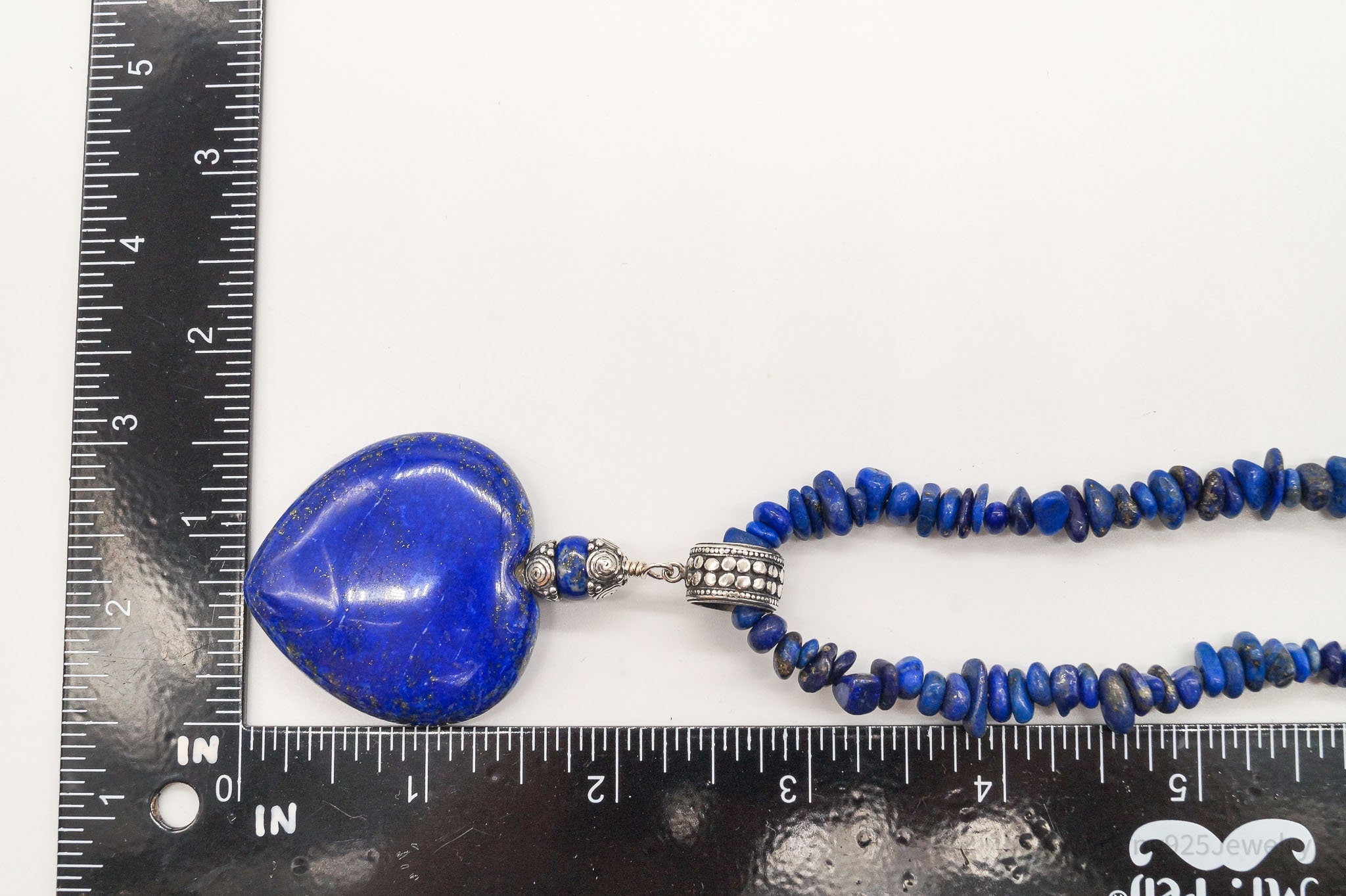 VTG Southwestern Desert Rose Trading Lapis Lazuli Bead Sterling Silver Necklace