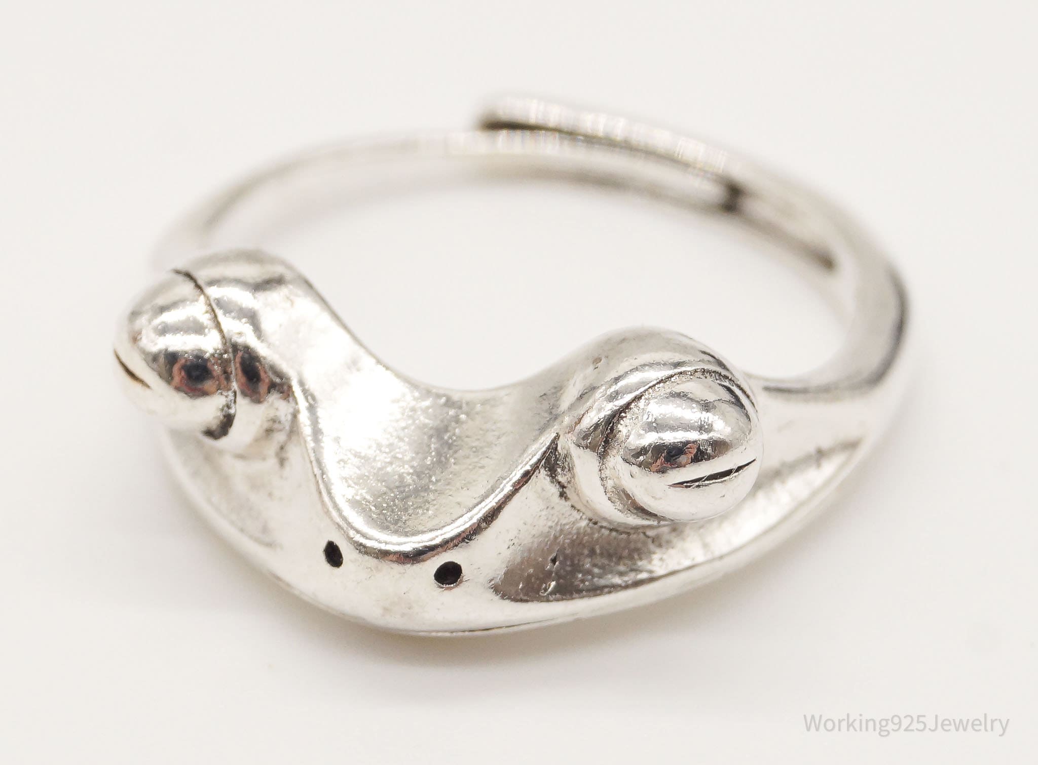 Vintage Frog Sterling Silver Ring - Size 8 Adjustable