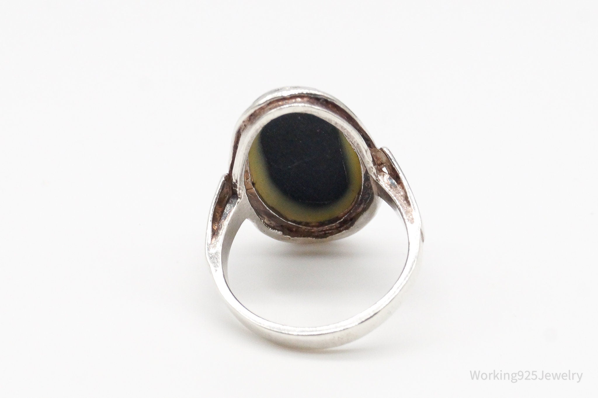 Vintage Black Onyx Sterling Silver Ring - Size 5.25