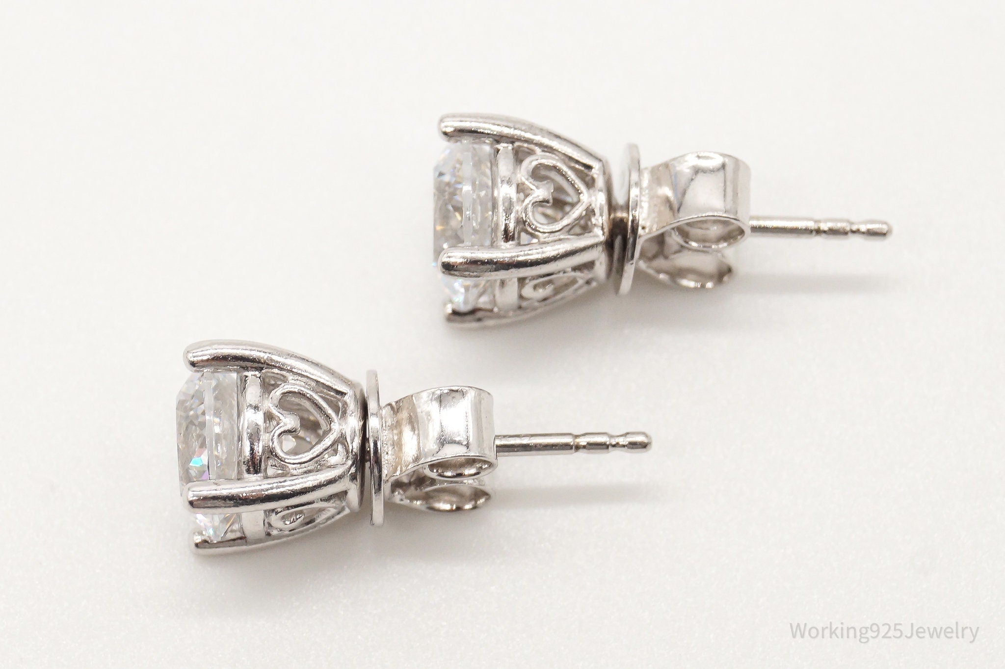 Vintage Cubic Zirconia Sterling Silver Stud Post Earrings