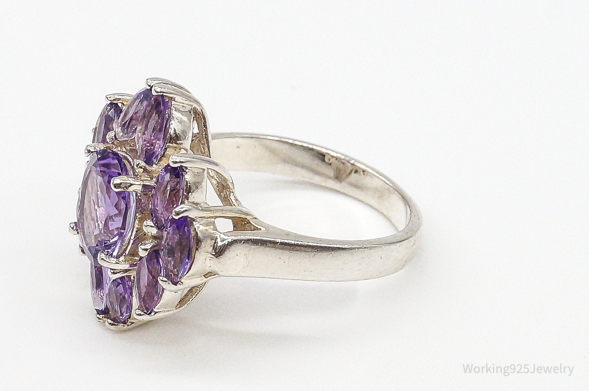 Large Amethyst Sterling Silver Ring - Size 9.75