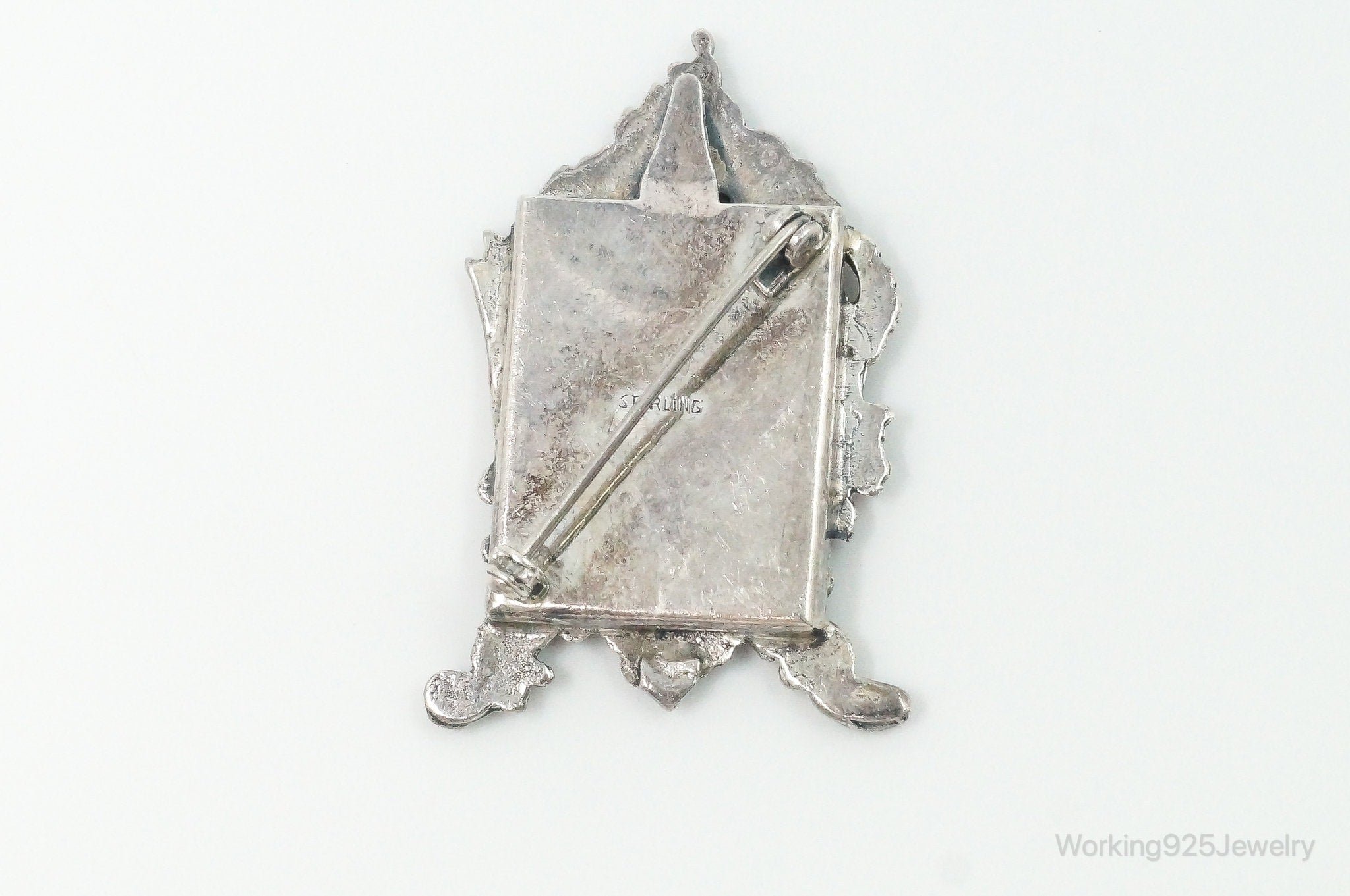 Antique Photo Picture Frame Sterling Silver Brooch Pin