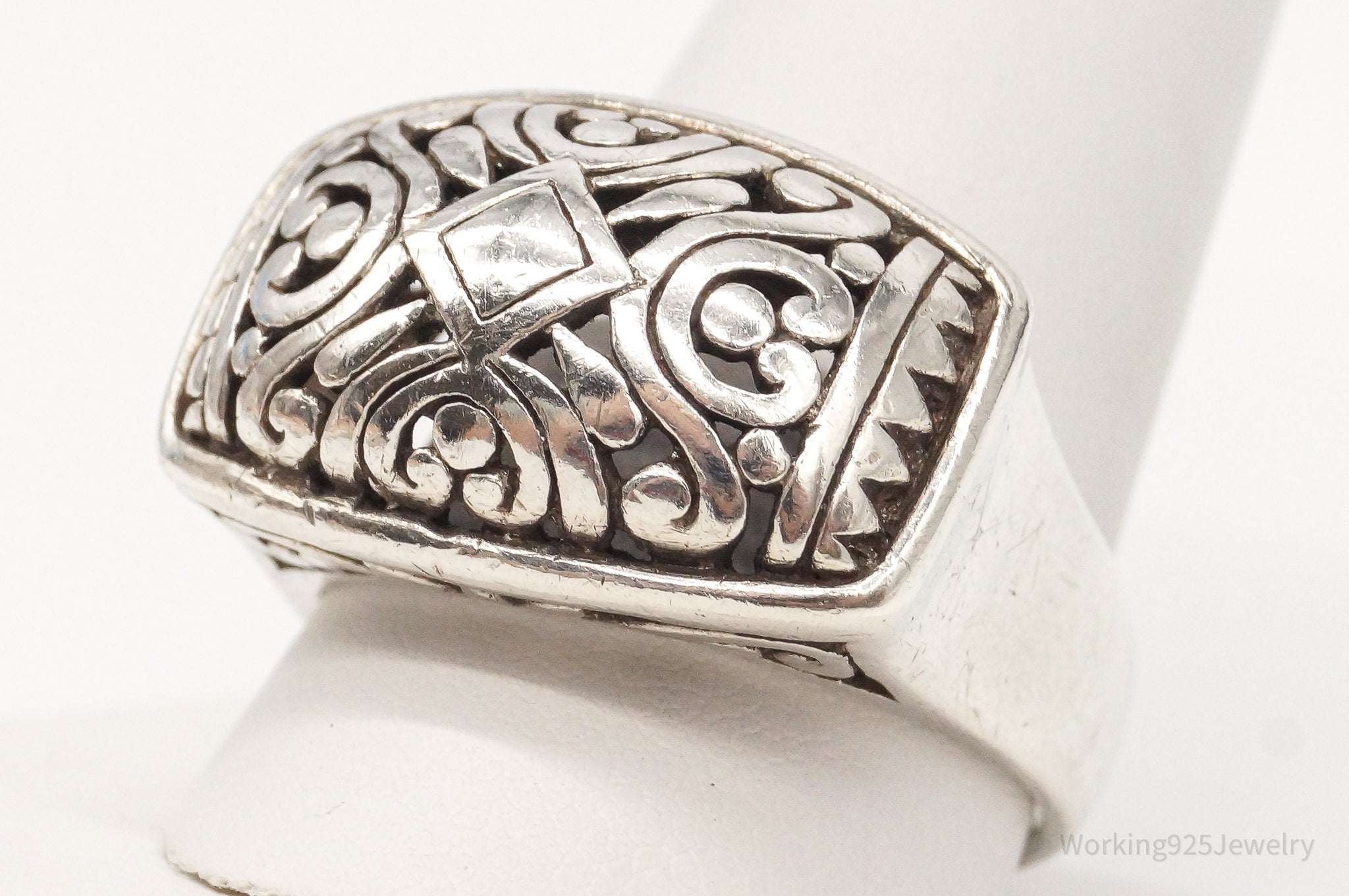 Vintage Art Deco Style Sterling Silver Ring Size 11.75