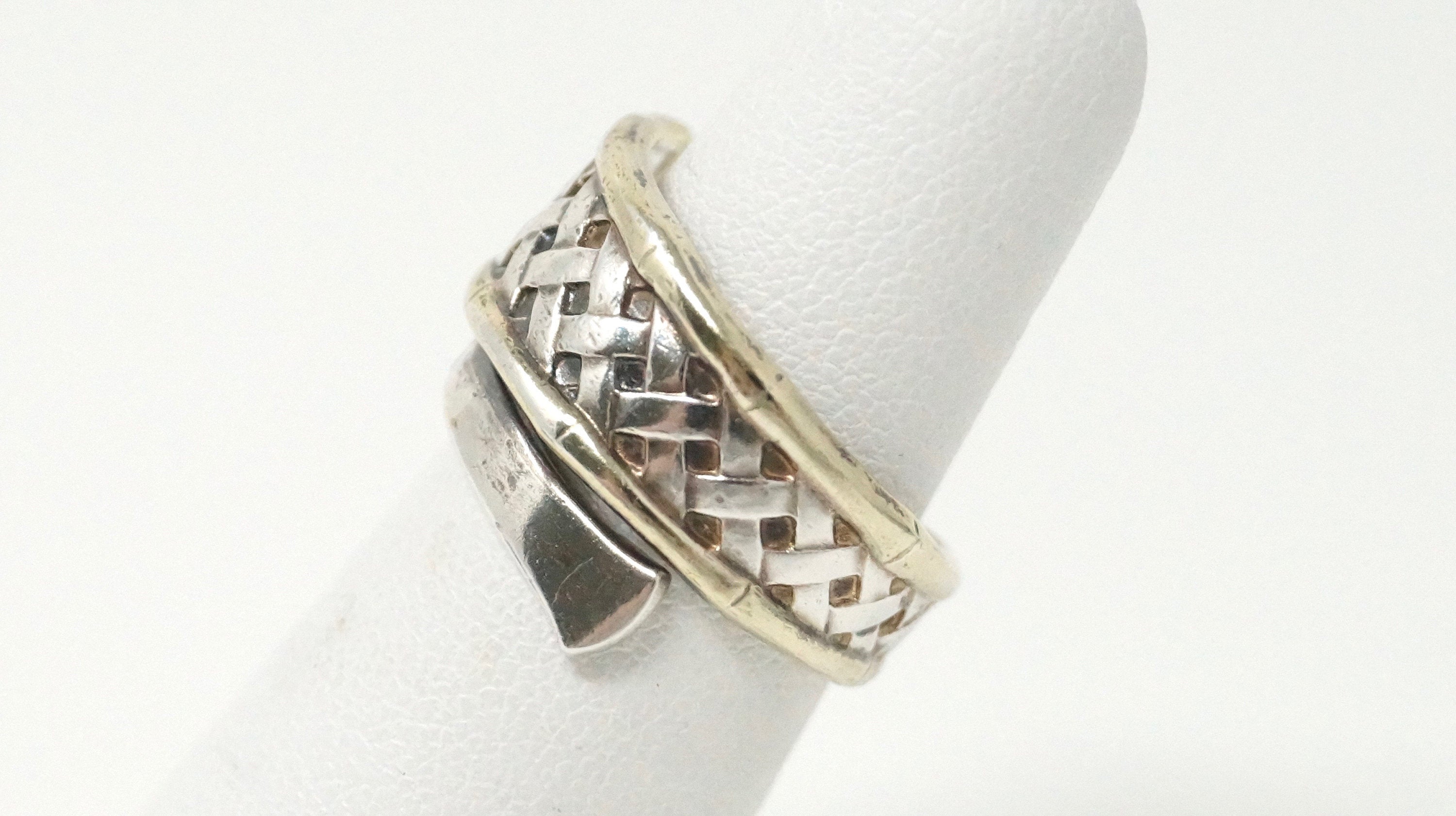 Vintage Basket Weave International Sterling Silver Wrap Ring - Size 5 -