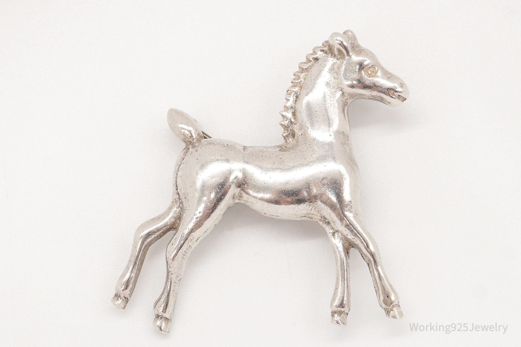 Antique Horse Sterling Silver Brooch Pin