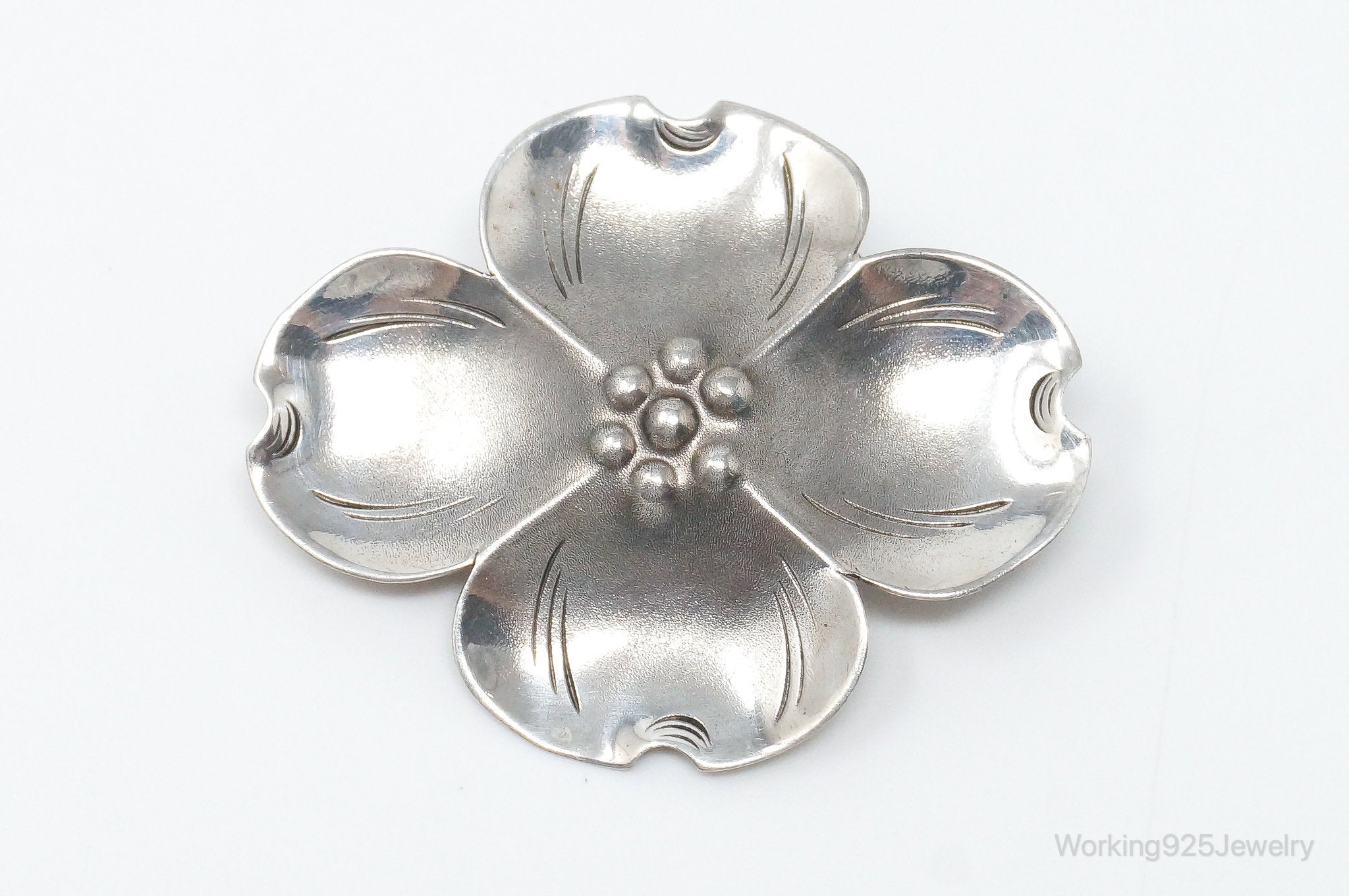 Vintage Designer NYE Moder Dogwood Sterling Silver Brooch Pin