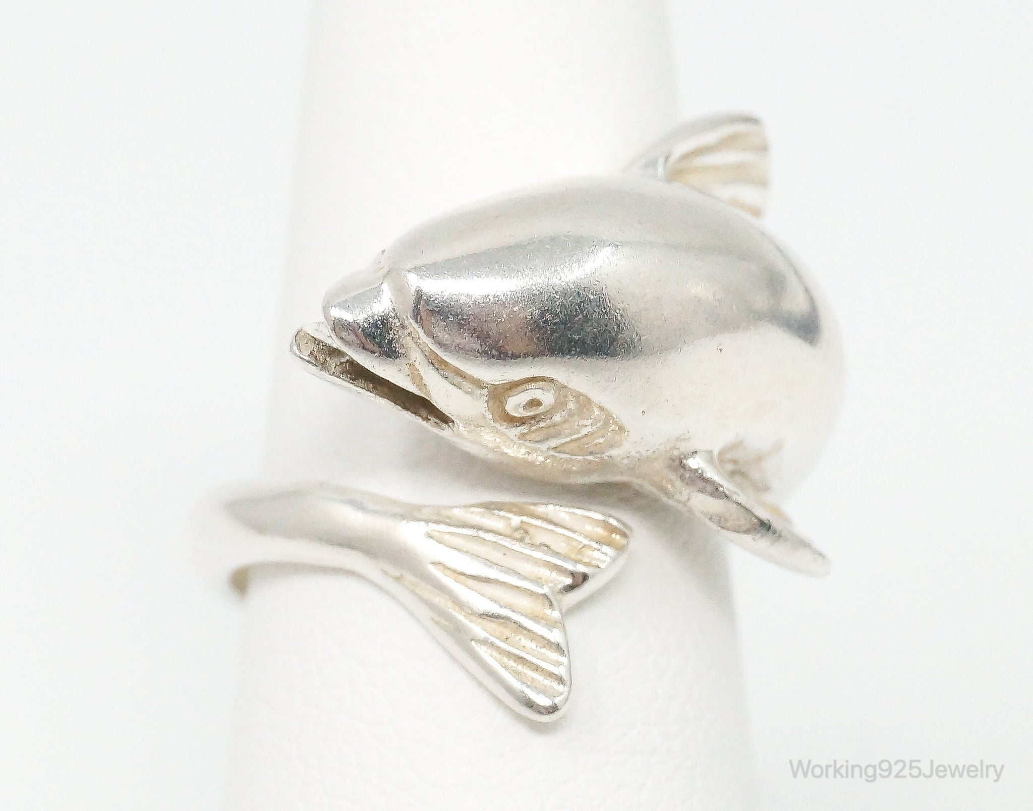 Vintage Dolphin Wrap Sterling Silver Ring - Size 5.25