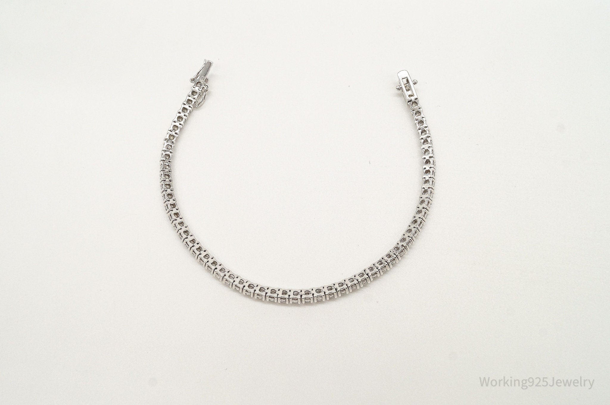 Vintage Designer BBJ Cubic Zirconia Sterling Silver Tennis Bracelet