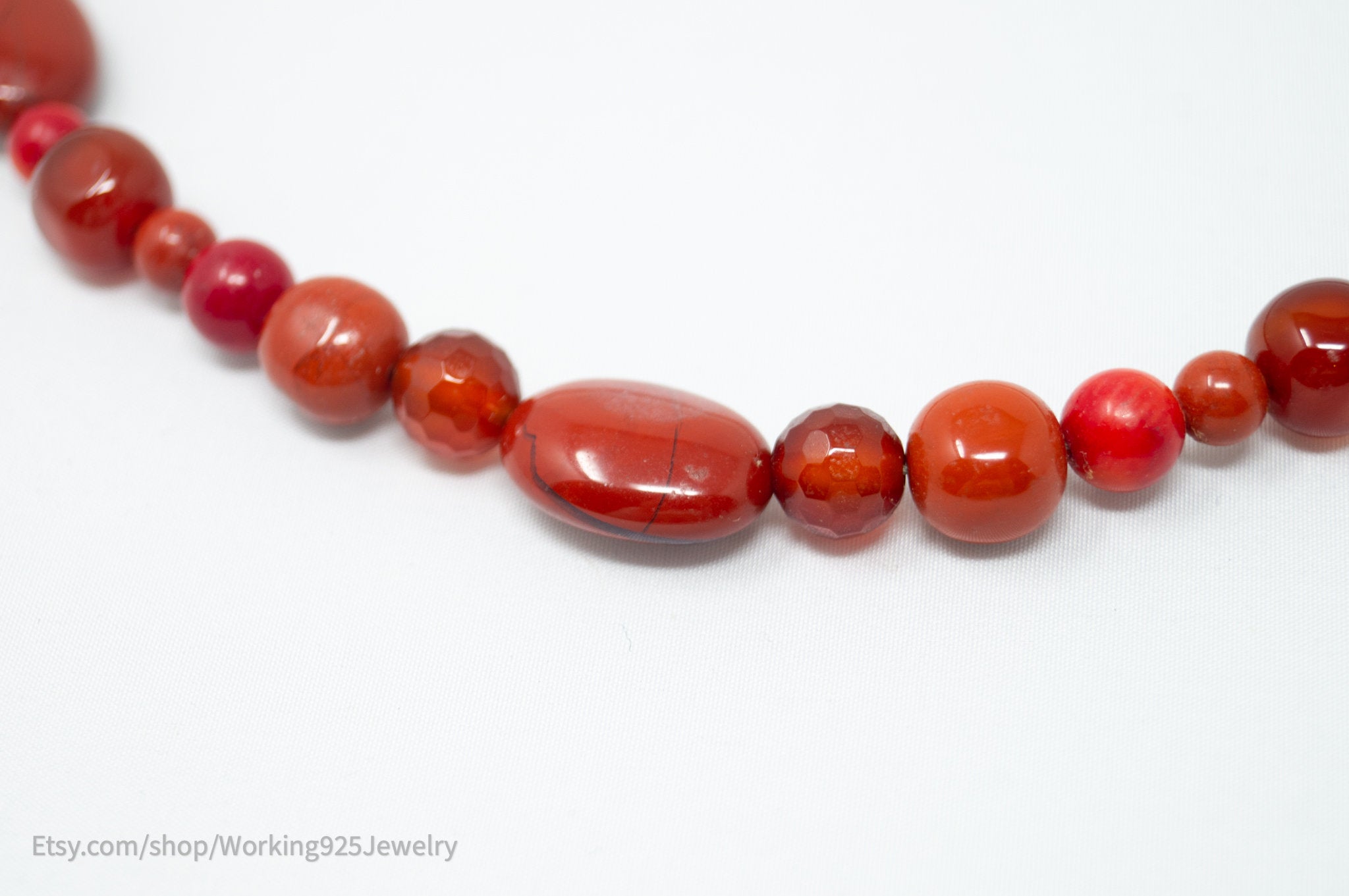 Designer Carolyn Pollack Relios Carnelian Red Jasper Sterling Silver Necklace