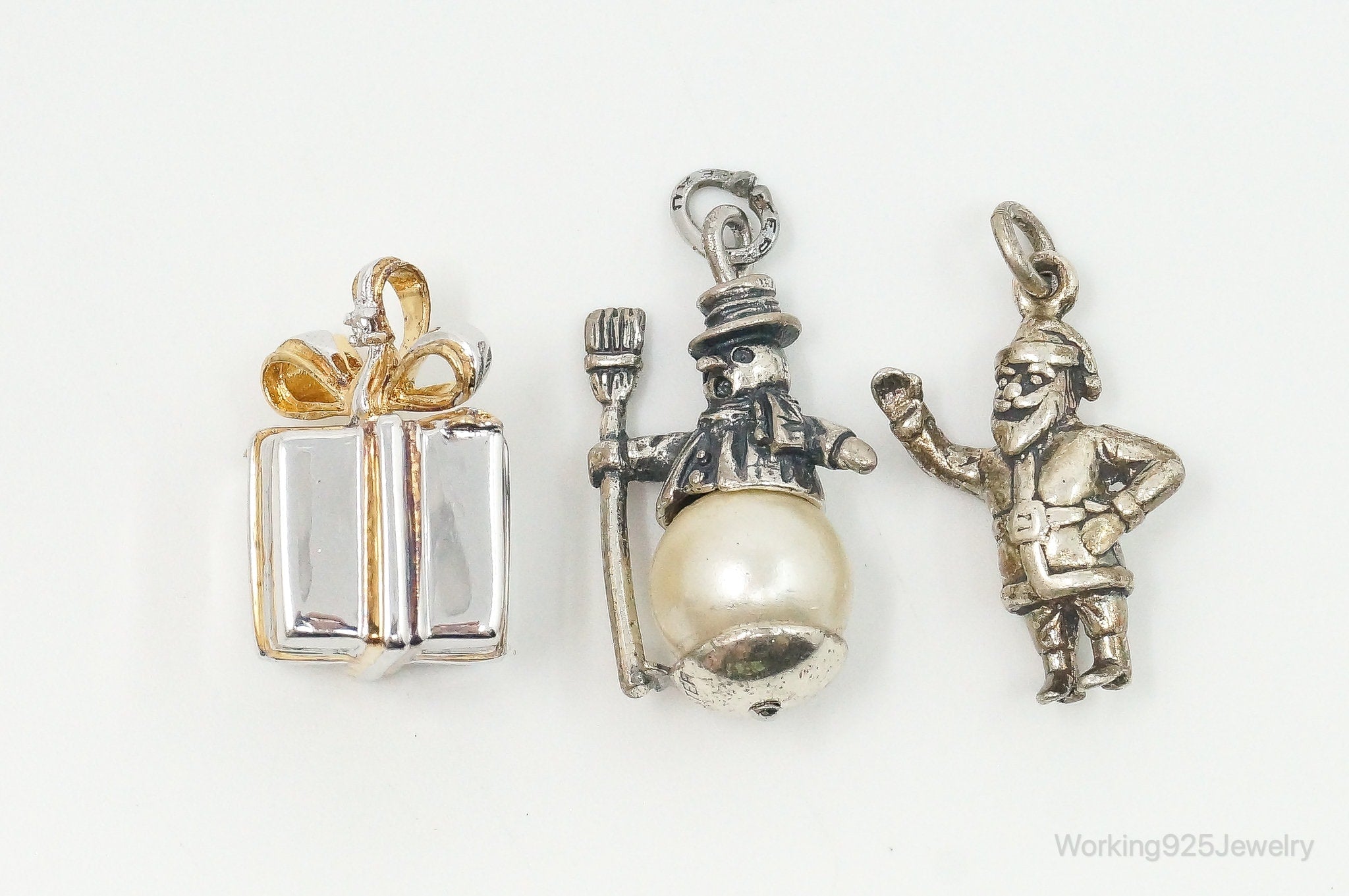 Vintage Antique Christmas Themed Sterling Silver Charms