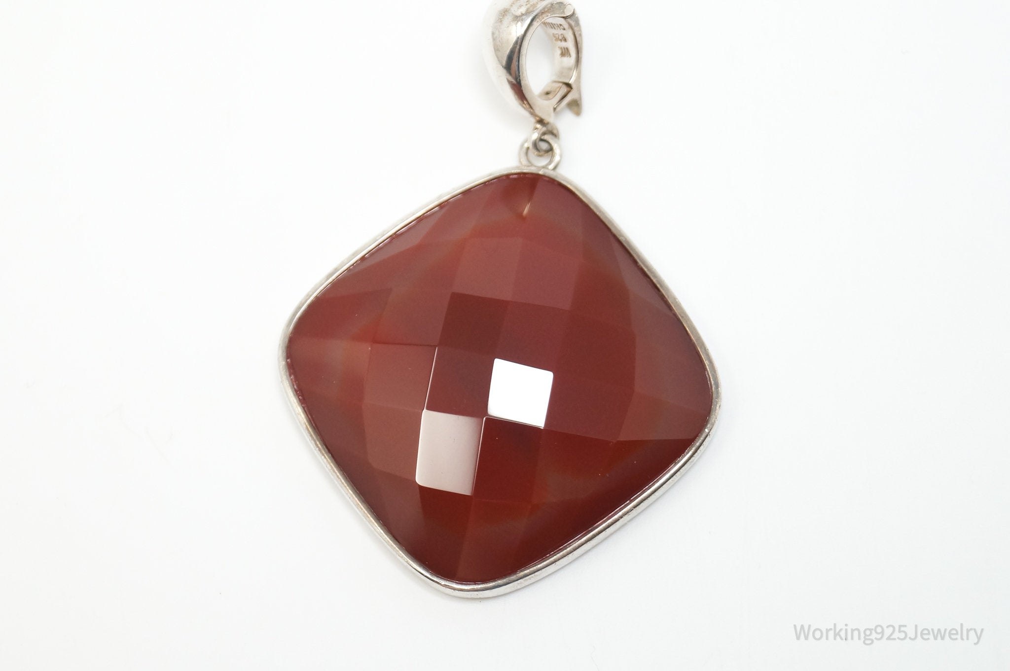 Vintage Designer Whitney Kelly Large Carnelian Sterling Silver Necklace Pendant