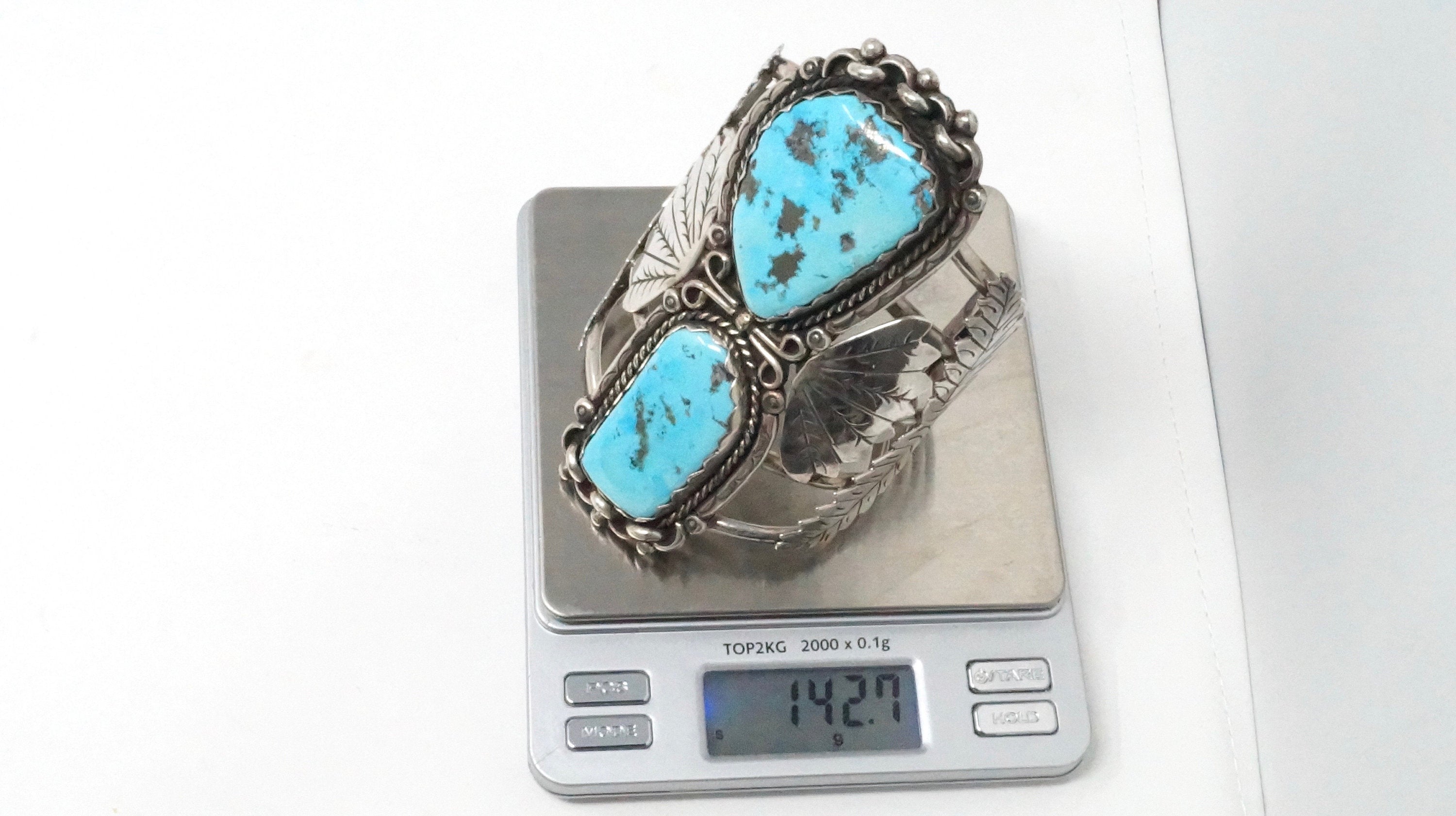 RARE Native American Beverly 27 Years Turquoise Sterling Silver Cuff Bracelet