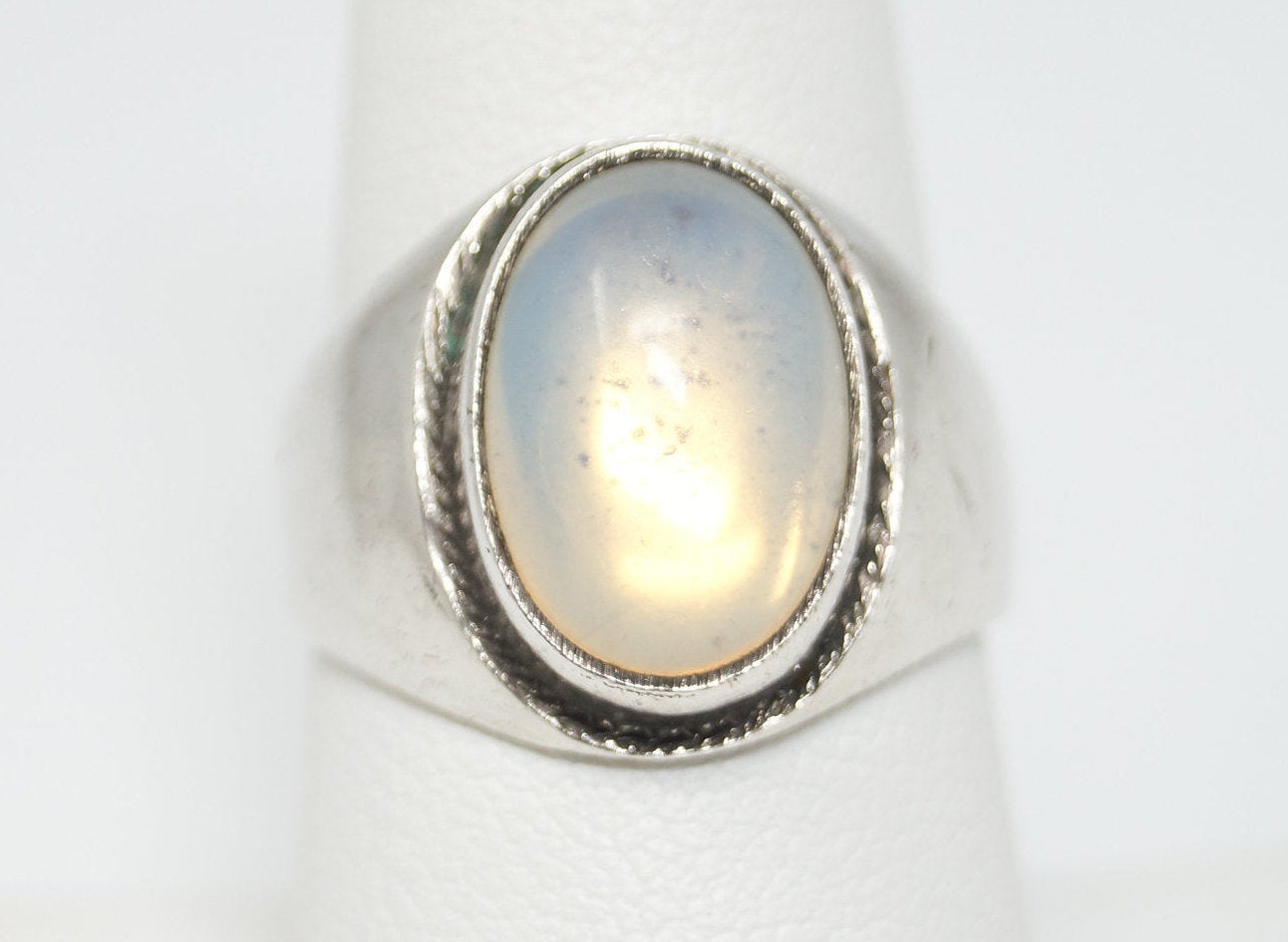 Large Vintage Mexico Opalite Sterling Silver Ring - Sz 8