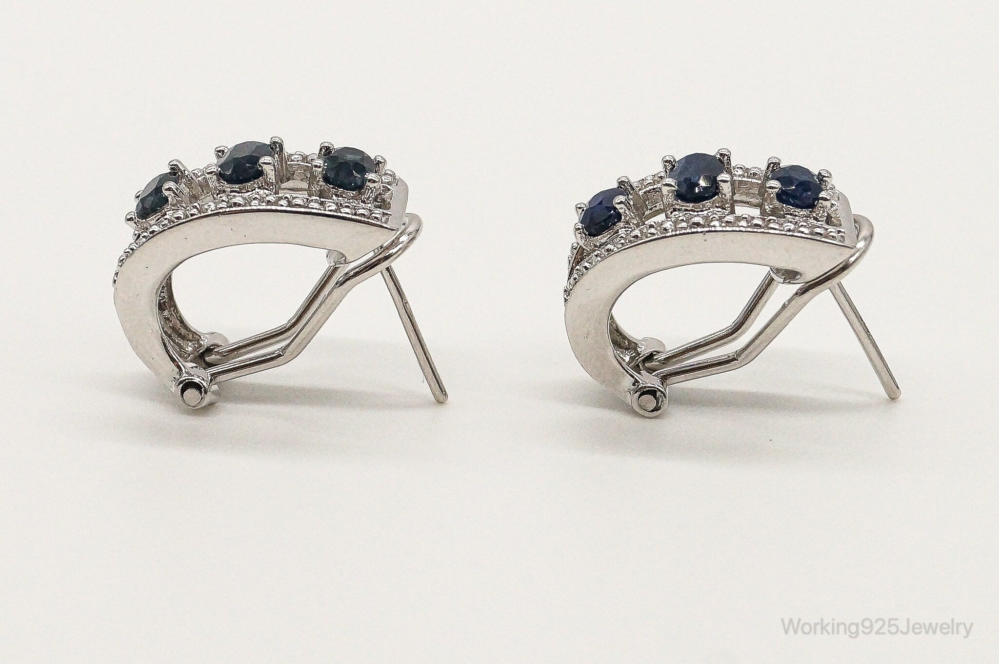 Blue Sapphire Sterling Silver Earrings