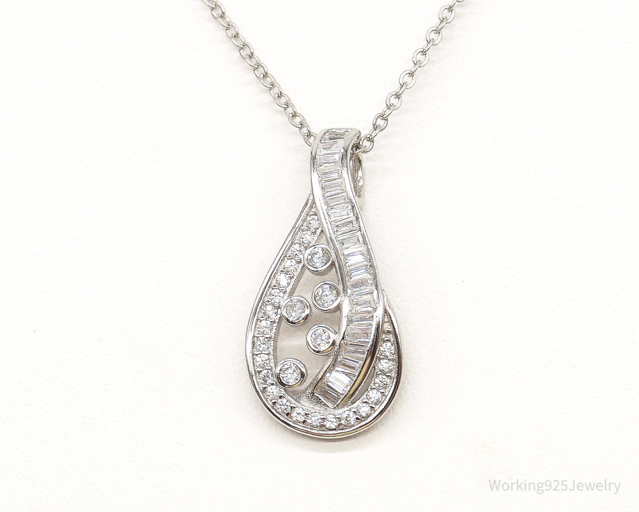 Designer Ryze Cubic Zirconia Sterling Silver Necklace