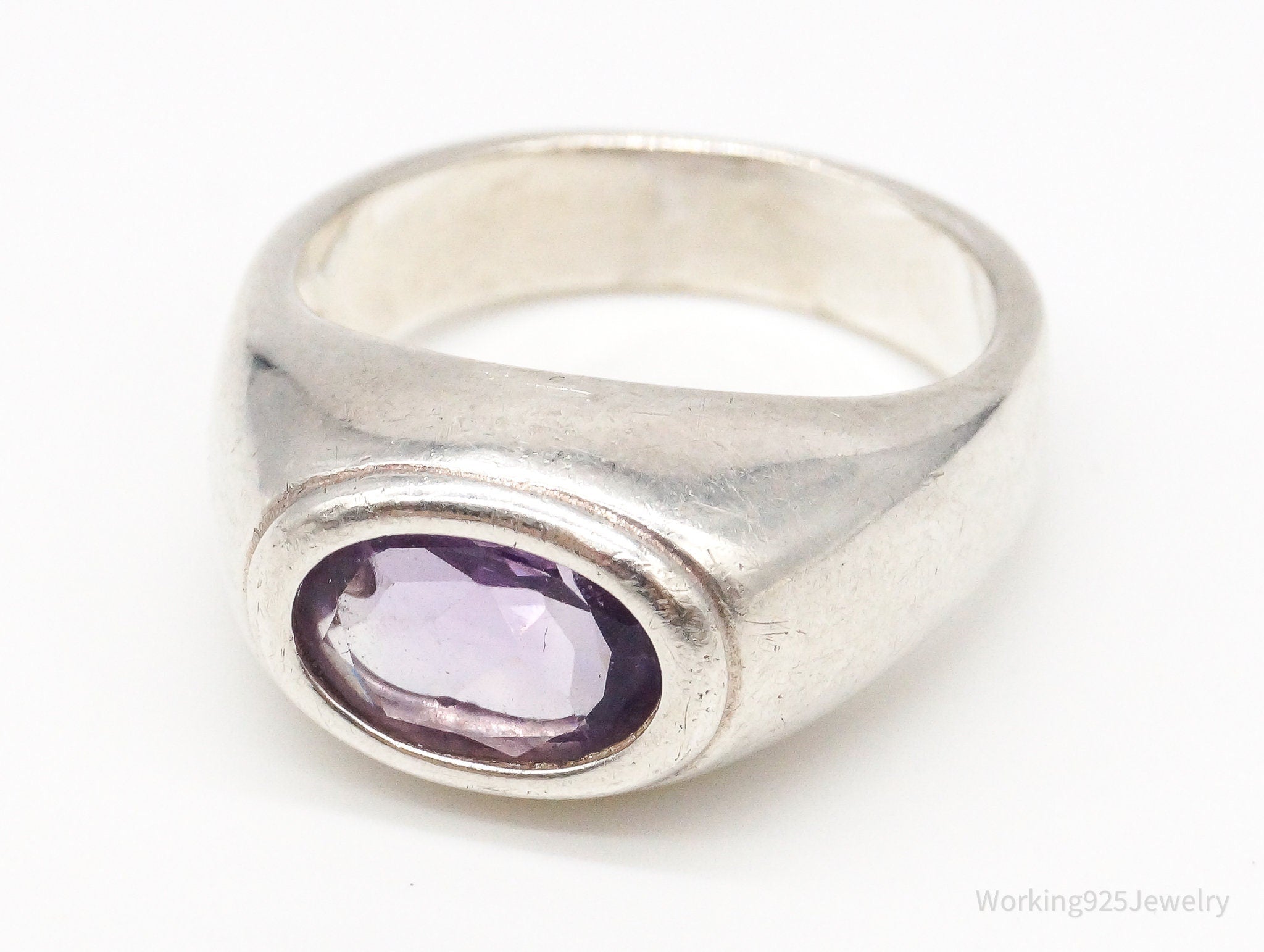 Vintage Amethyst Sterling Silver Ring - Size 7