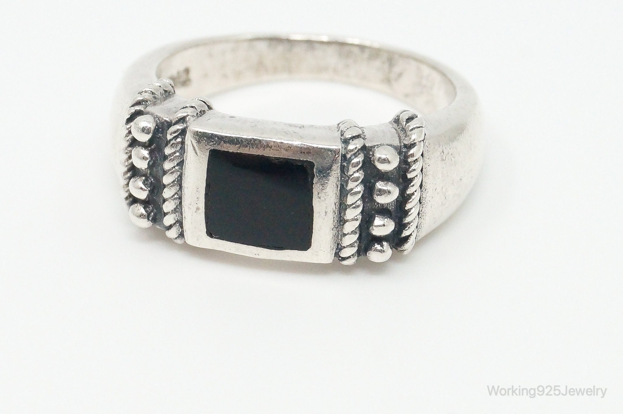 Vintage Black Onyx Sterling Silver Ring Size 5.75