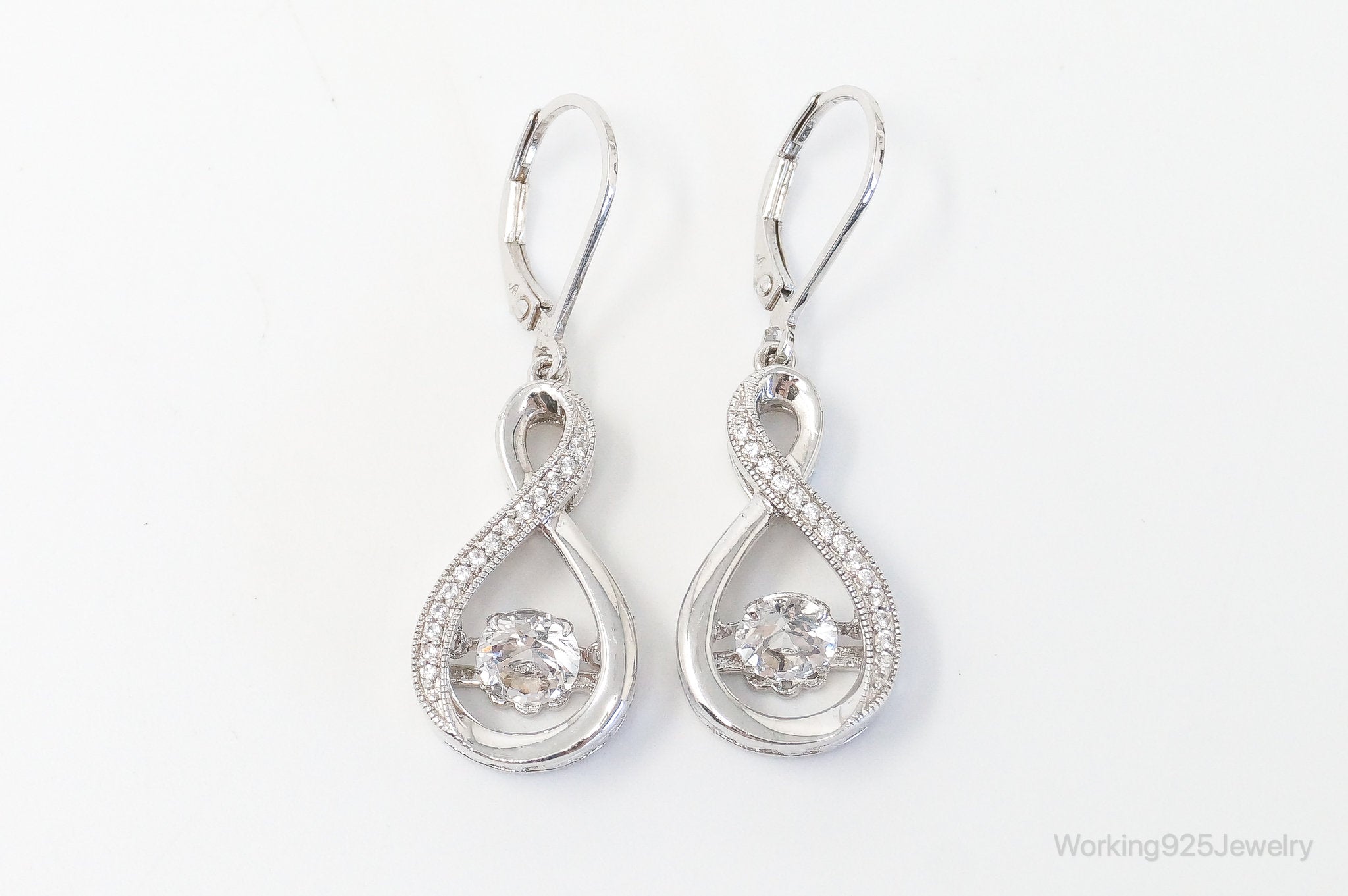 Vintage Cubic Zirconia Sterling Silver Earrings