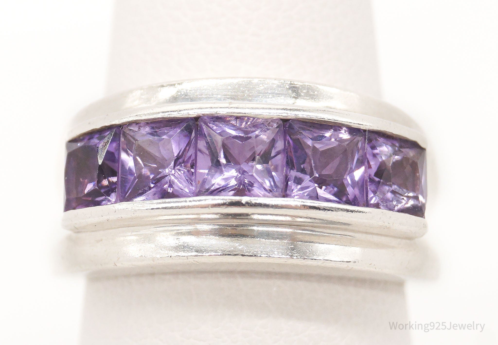 Vintage Amethyst Sterling Silver Ring - Size 5.25