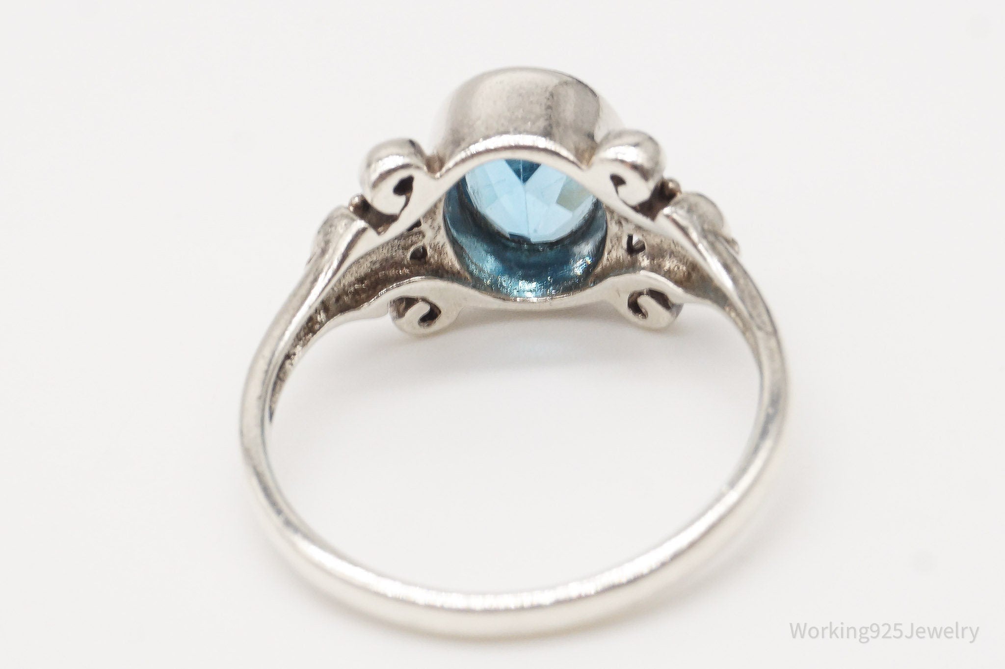 Vintage Blue Topaz Sterling Silver Ring - Size 7