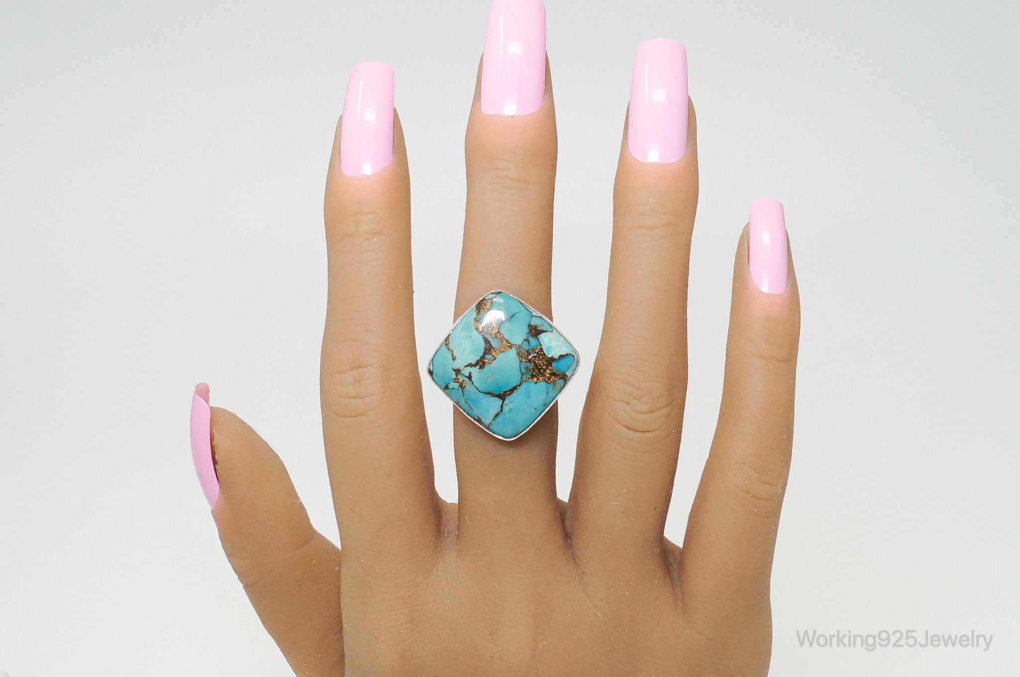 Vintage Designer Desert Rose Trading DTR Turquoise Sterling Silver Ring - 6