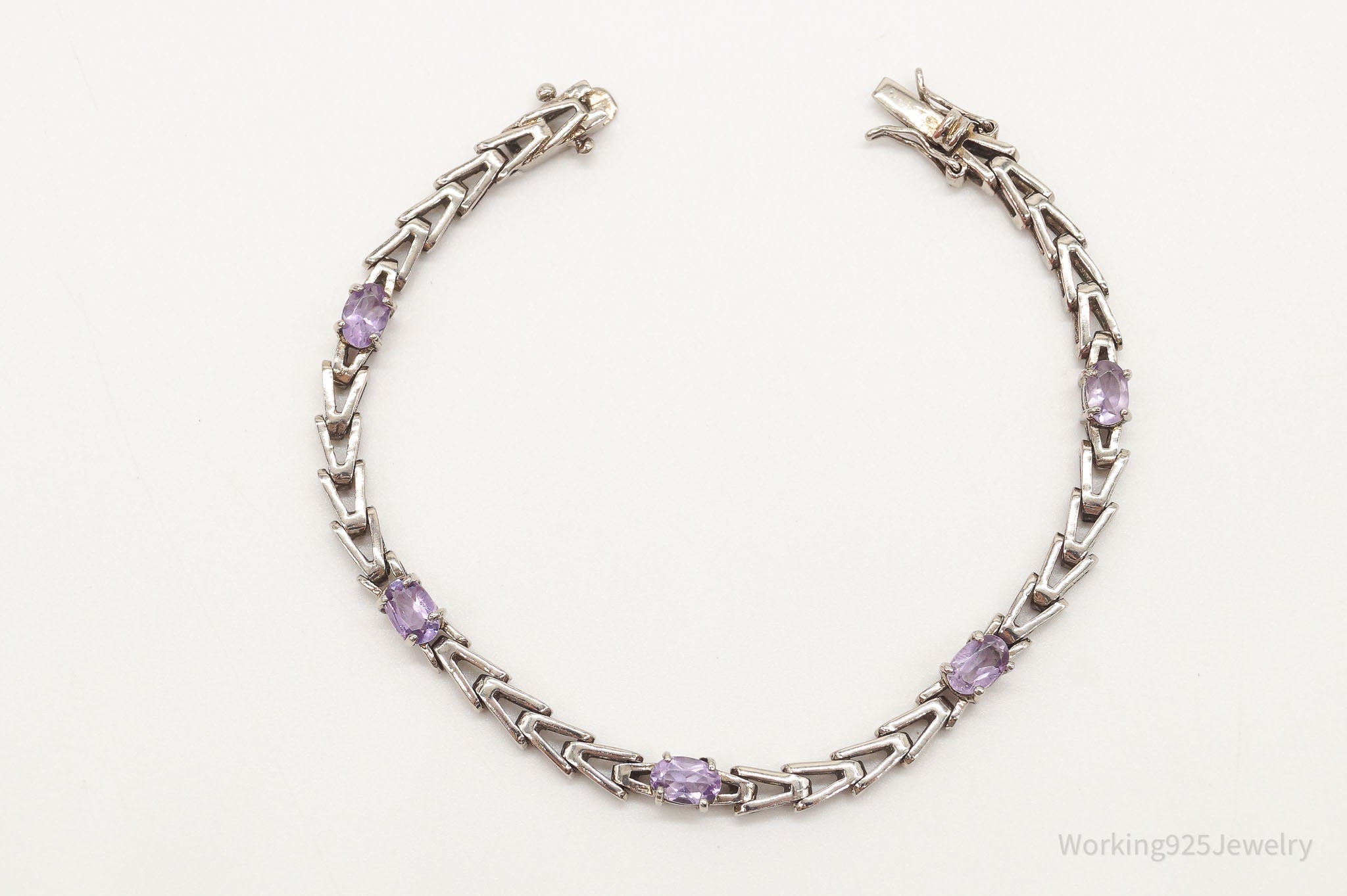 Vintage Designer FAS Amethyst Sterling Silver Plated Bracelet