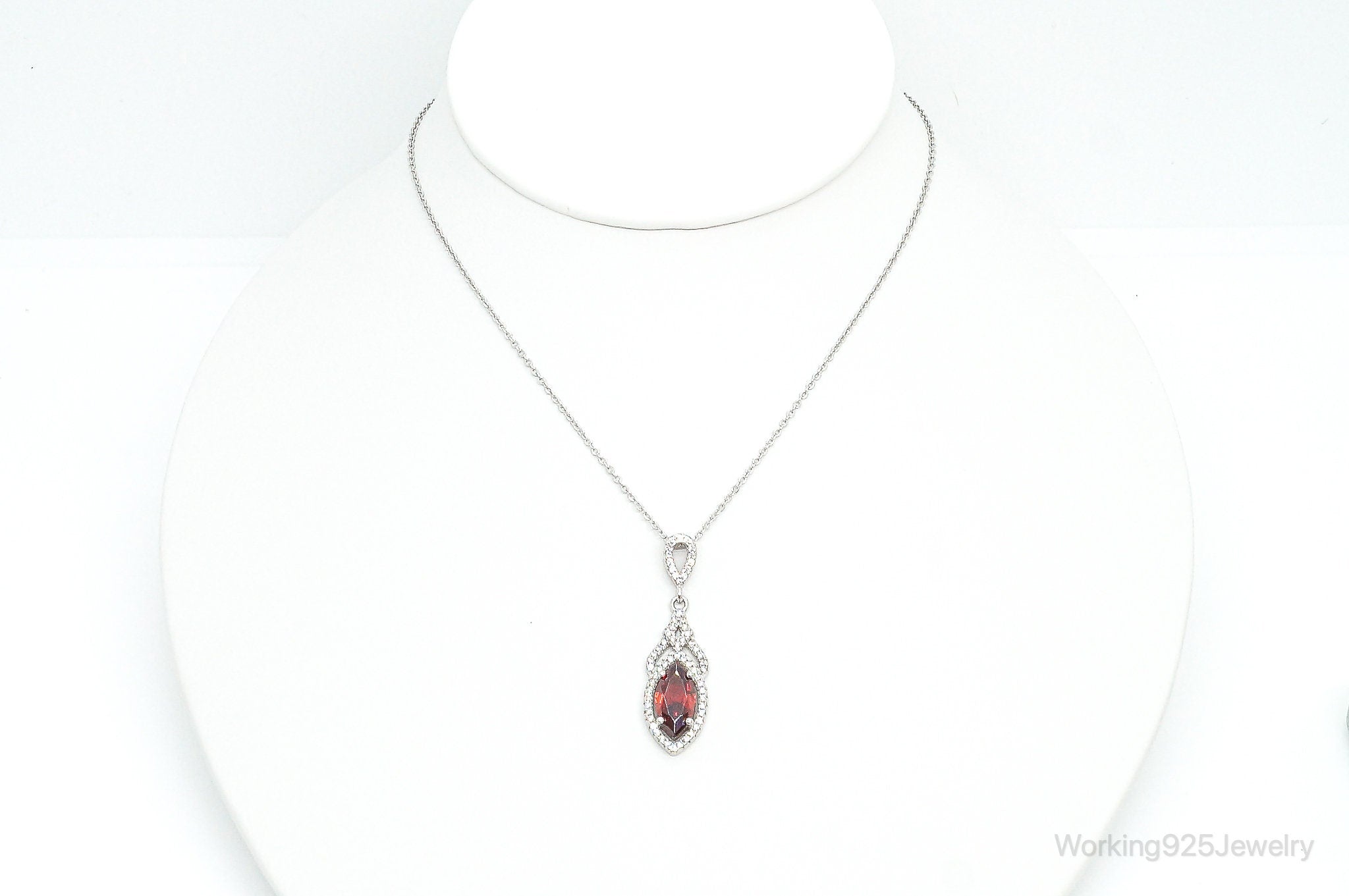 Garnet Cubic Zirconia Sterling Silver Necklace