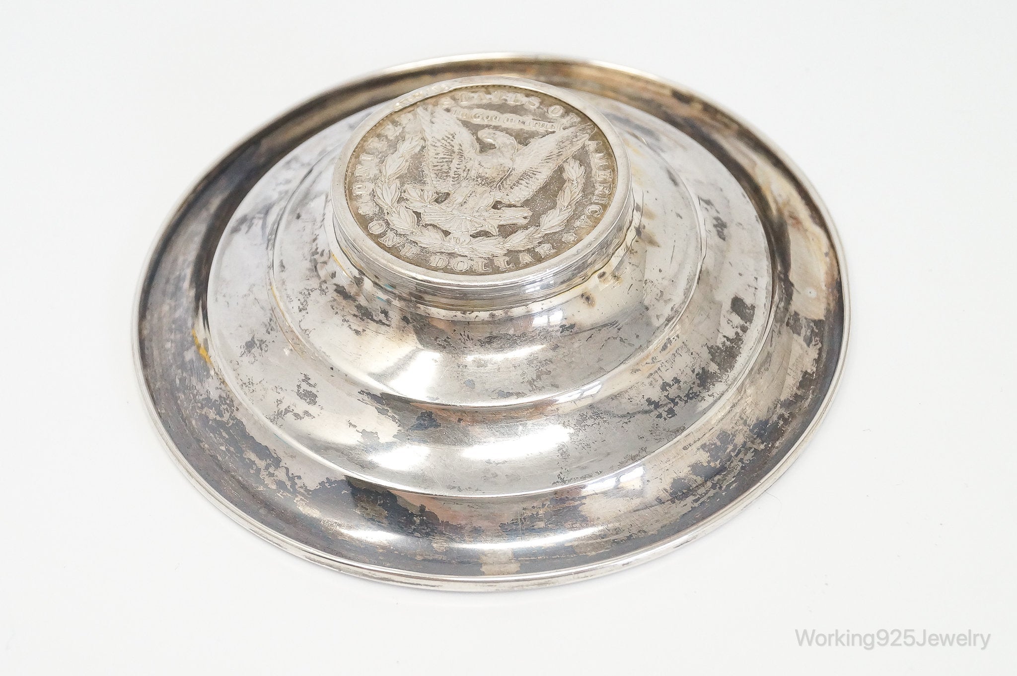 Antique 1900 Morgan Silver Dollar Sterling Silver Dish