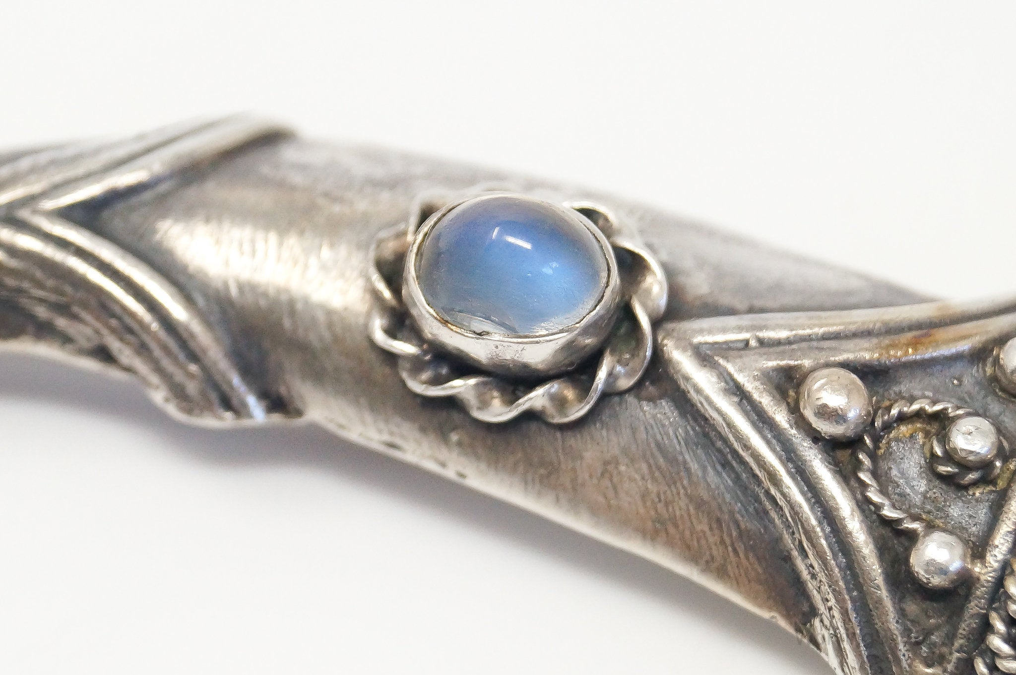 Large Antique Moonstone Sword Dagger Pin Brooch