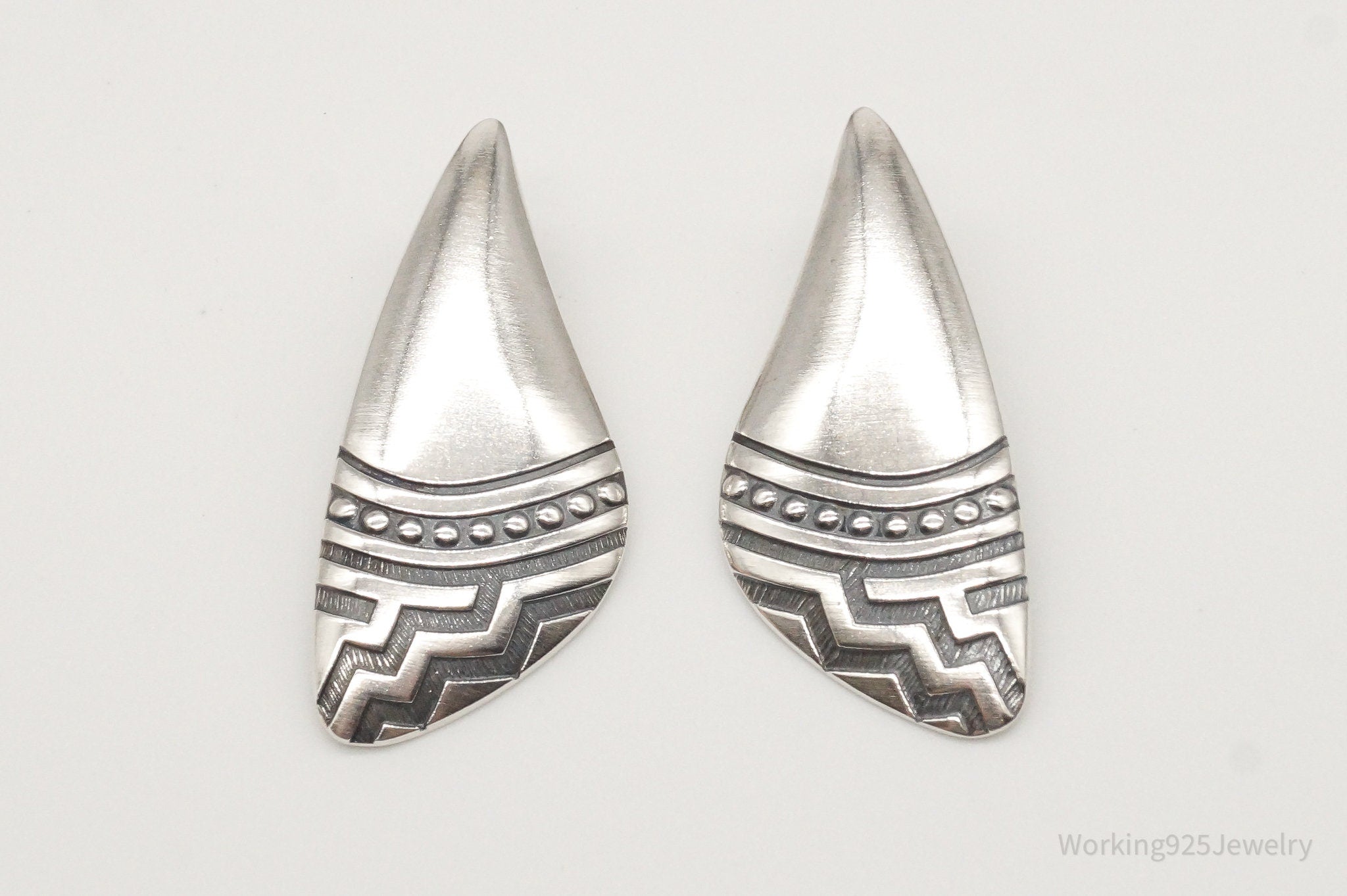 Vintage Designer KABANA Sterling Silver Southwestern Style Earrings